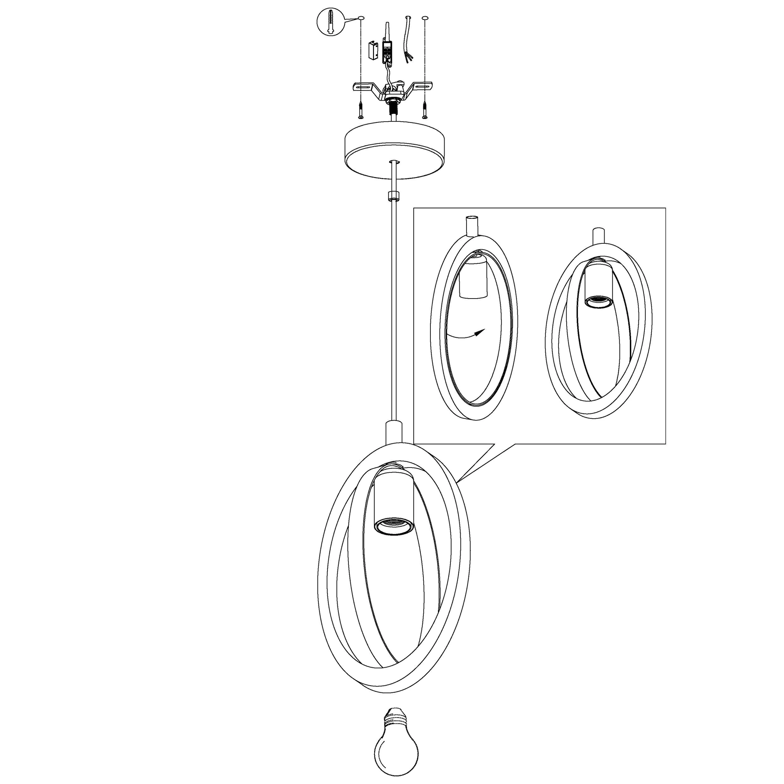 Eglo Pendelleuchte Basildon schwarz-braun 19 x 16 cm E27, max. 60 W