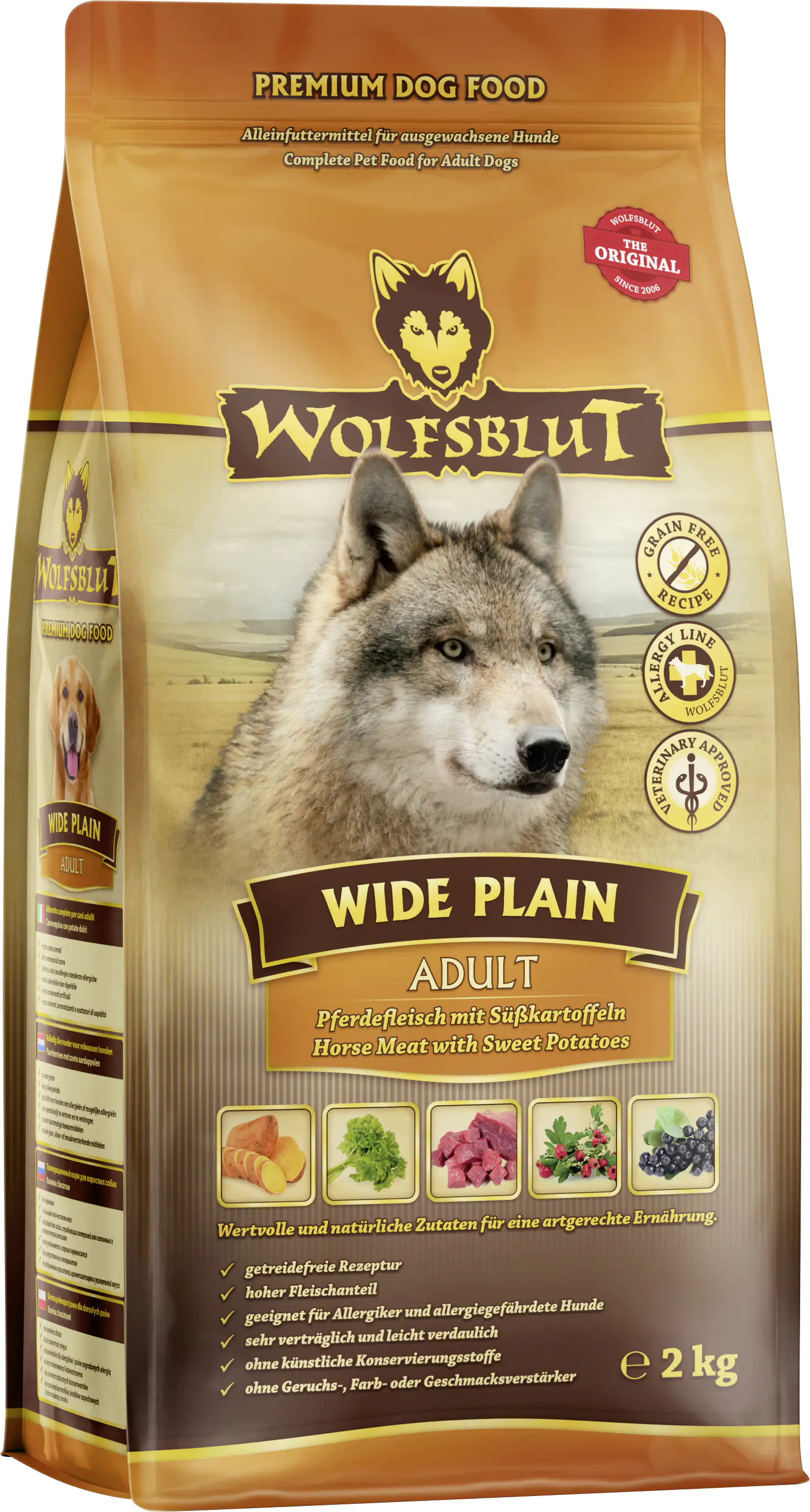 Wolfsblut Wide Plain Adult Trockenfutter - Pferd mit Süßkartoffel 2 kg