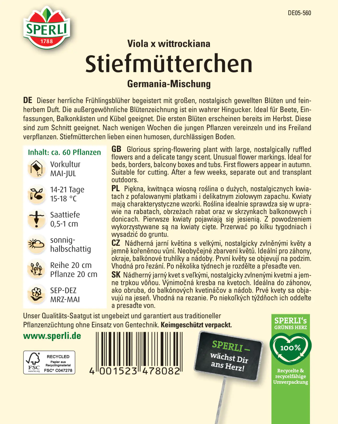 Sperli Stiefmütterchen Germania-Mischung