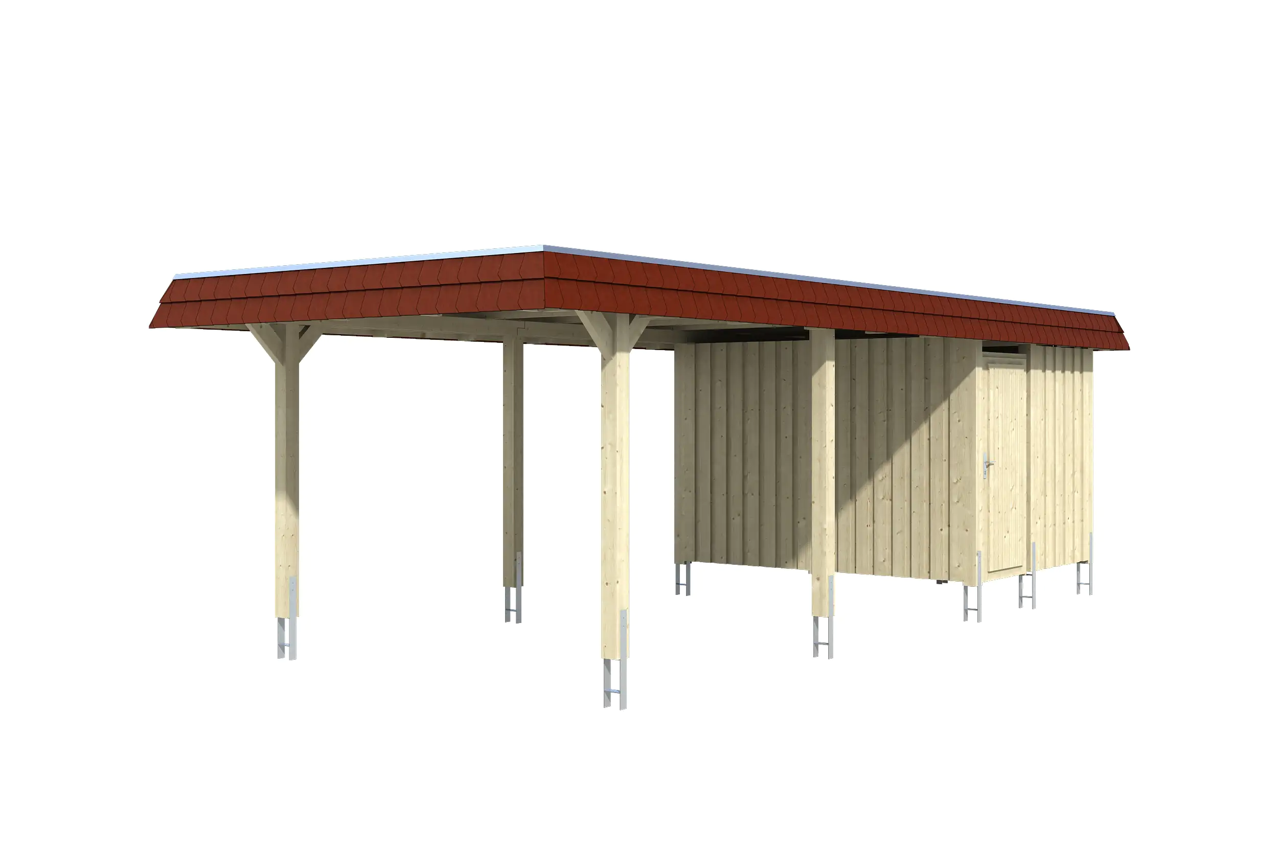 4018211025244_02 SKAN HOLZ Carport Wendland mit Abstellraum 362 x 870 cm mit EPDM-Dach