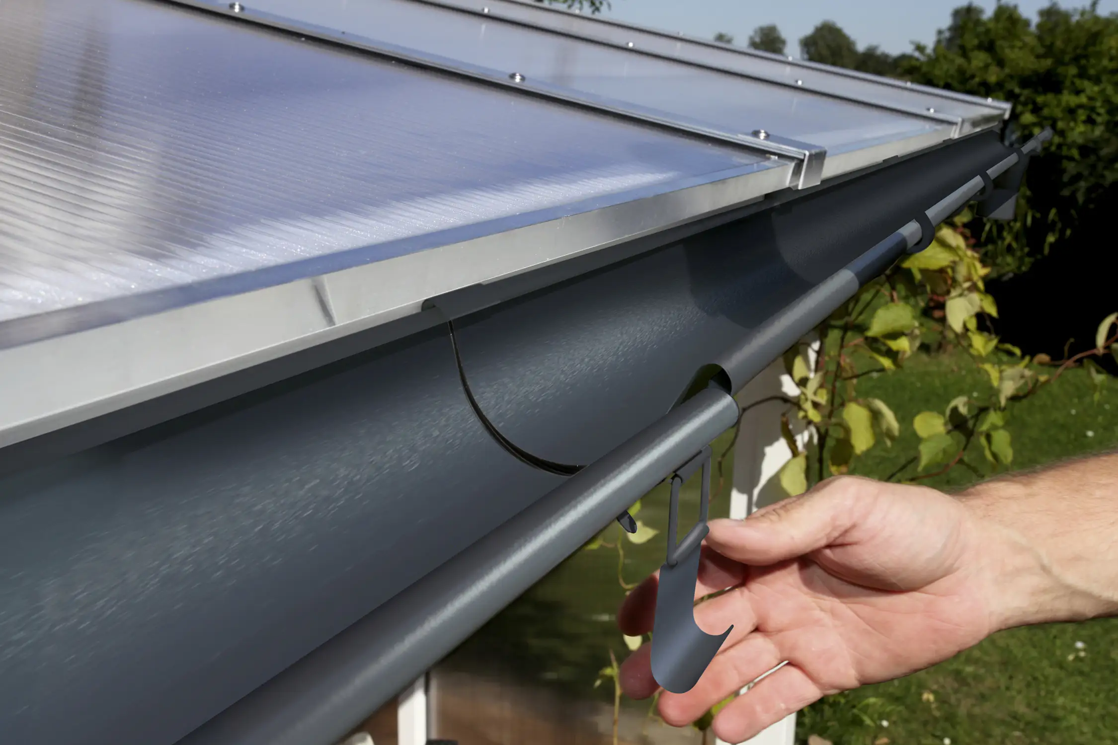 4018211398027 SKAN HOLZ Regenrinnen-Set 434 cm, Stahl, verzinkt u. anthrazit beschichtet