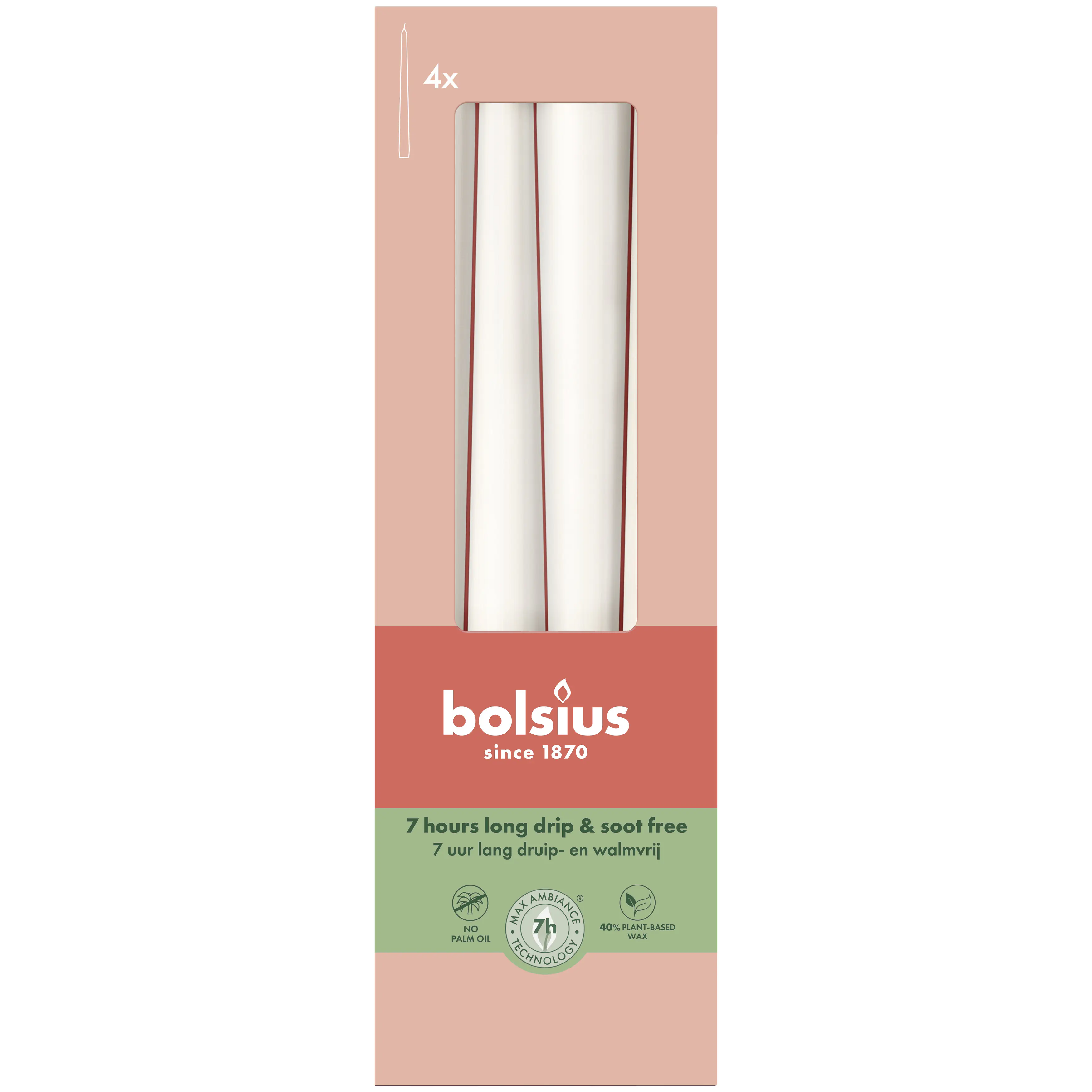 Bolsius Spitzkerzen weiß 24,5 cm Ø 2,4 cm 4 Stück