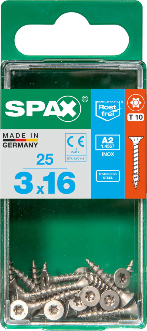 Spax Universalschrauben 3.0 x 16 mm TX 10 Senkkopf - 25 Stk.