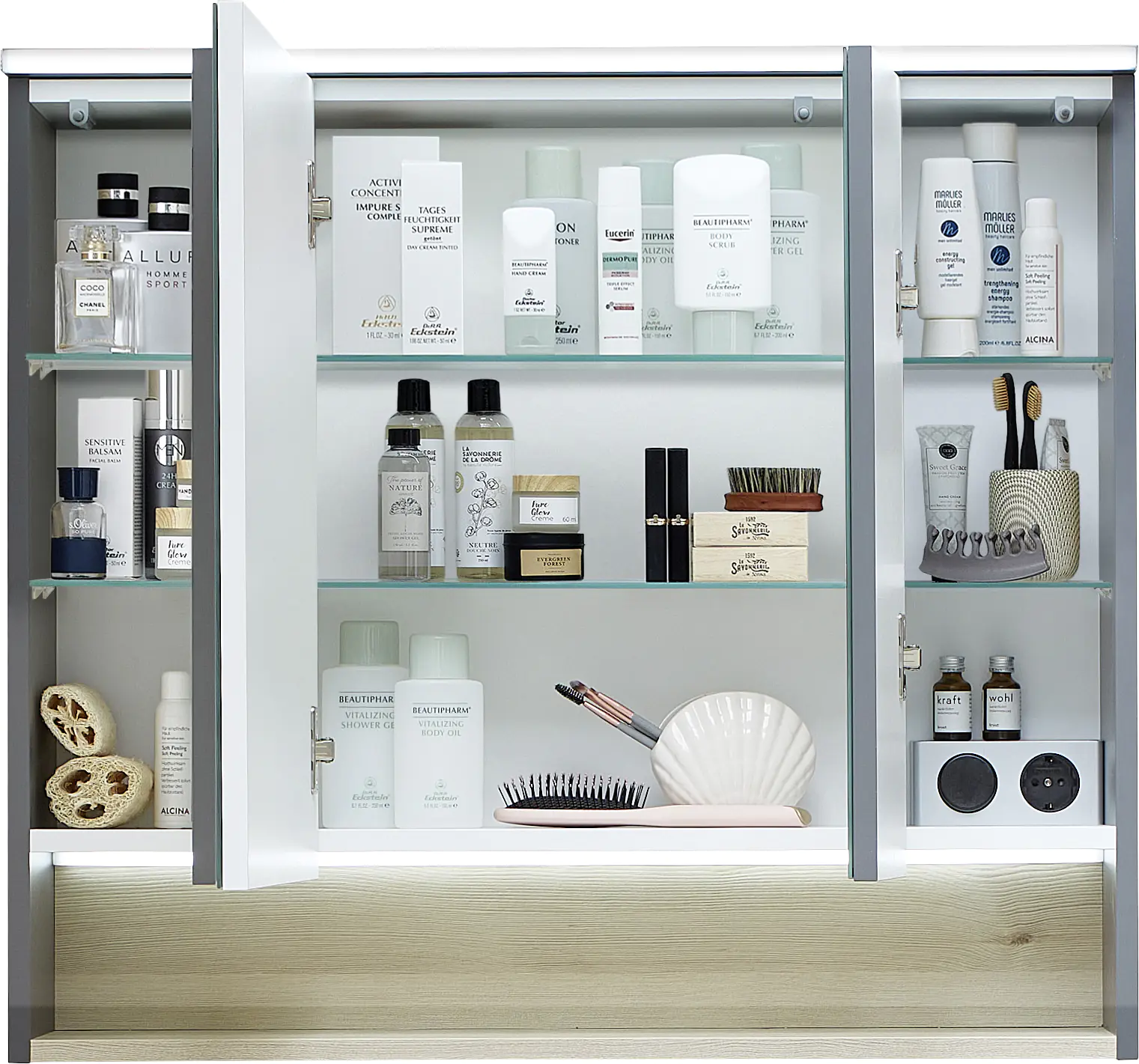 Pelipal Spiegelschrank Quickset 25-II LED-Kranzbeleuchtung Quarzgrau 80 cm Pelipal Spiegelschrank Quickset 25-II LED-Kranzbeleuchtung Quarzgrau 80 cm