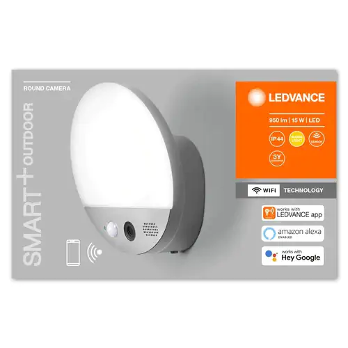 Ledvance Kameraleuchte Smart+ WiFi Wall Round Cam 15 W, 950 lm, 3000K, Sensor, Audio, IP44 Ledvance Kameraleuchte Smart+ WiFi Wall Round Cam 15 W, 950 lm, 3000K, Sensor, Audio, IP44