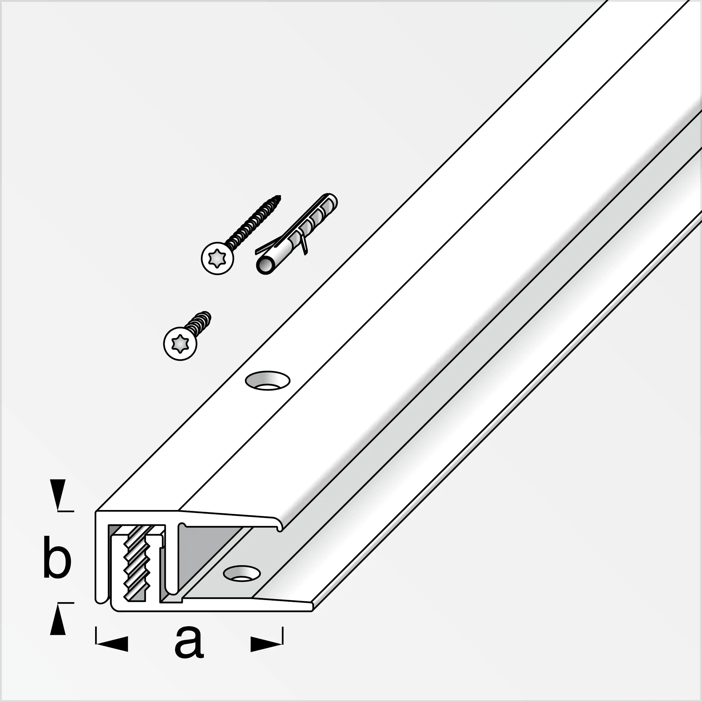 alfer Abschluss- + Träger- 1 m, 21 x 10.5 x 7 - 15 mm Alu eloxiert titan
