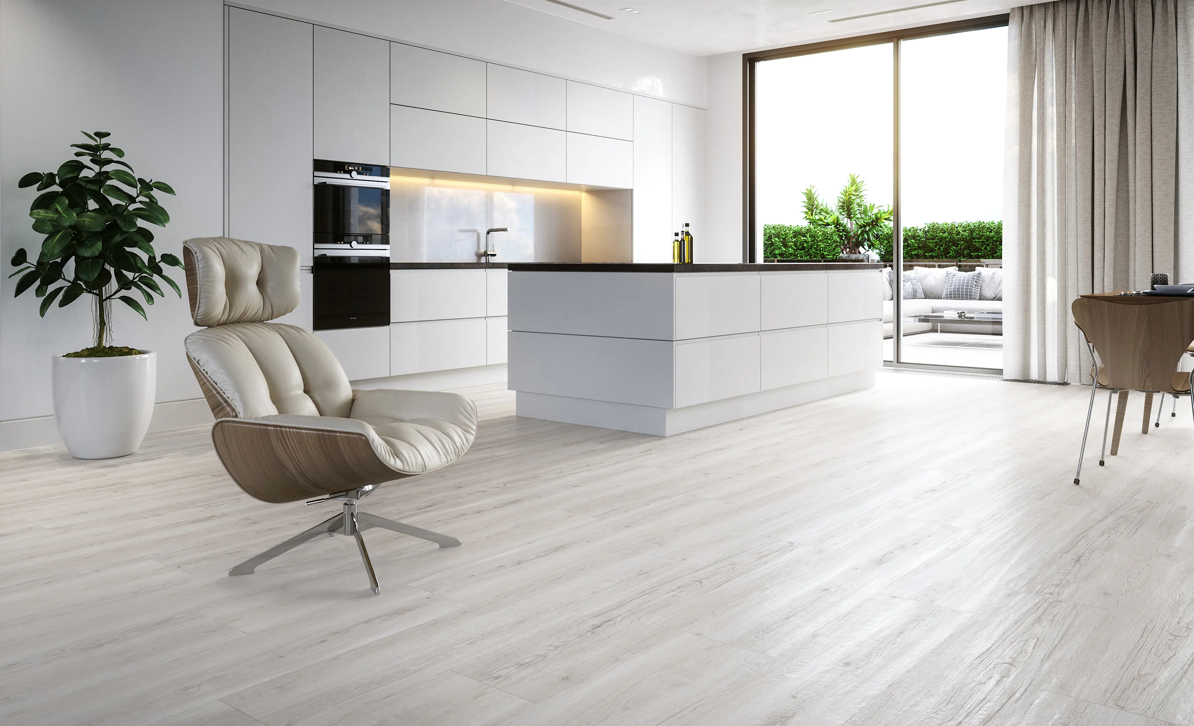 Bodenfliese Feinsteinzeug Oak 22,5 x 90 cm x 0,8 weiß Bodenfliese Feinsteinzeug Oak 22,5 x 90 cm x 0,8 weiß