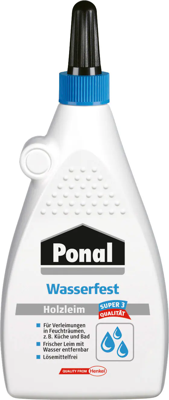 Ponal Holzleim Wasserfest 225 g Flasche, trocknet transparent