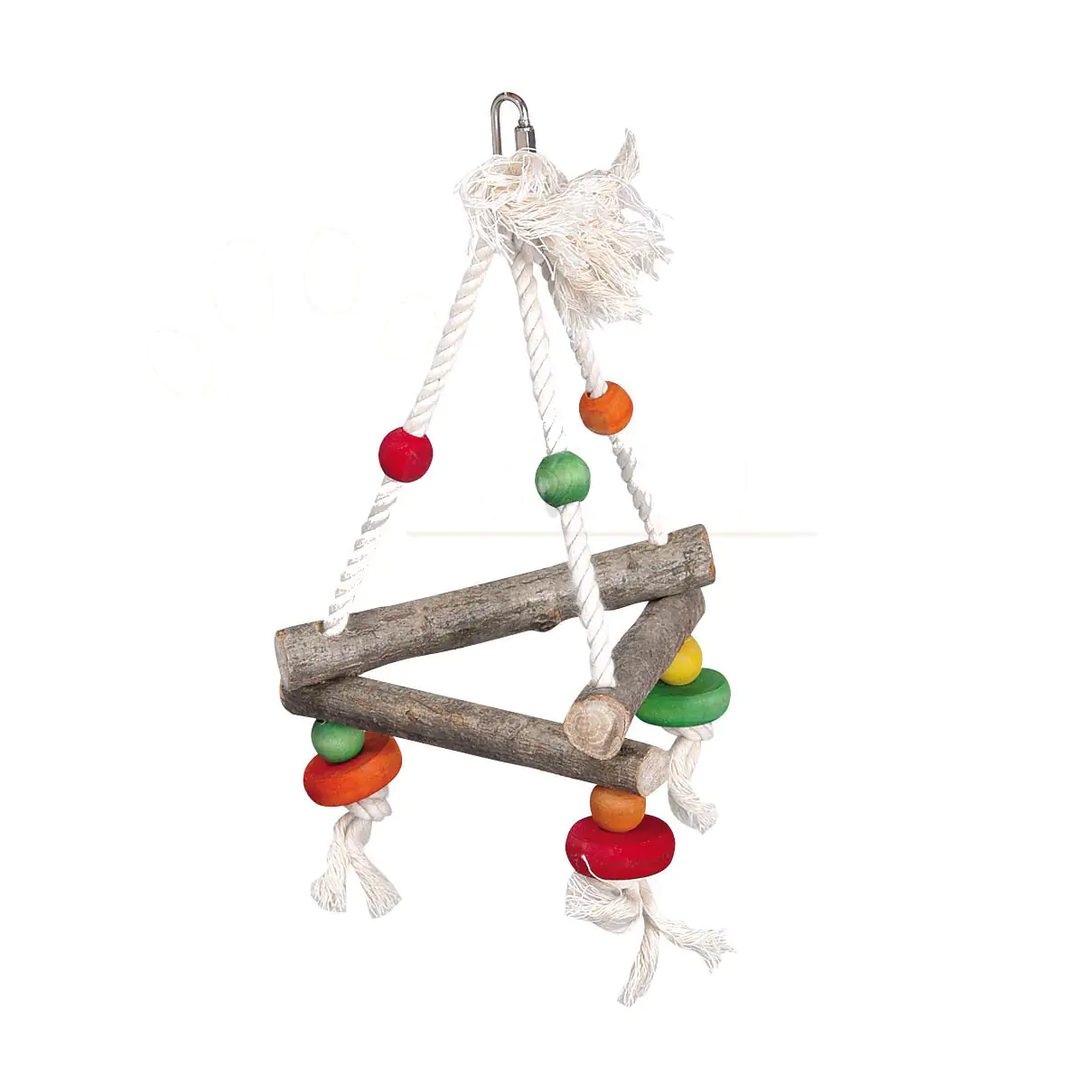 Ollesch Vogelspielzeug 26 cm Holz mit Seilen natur