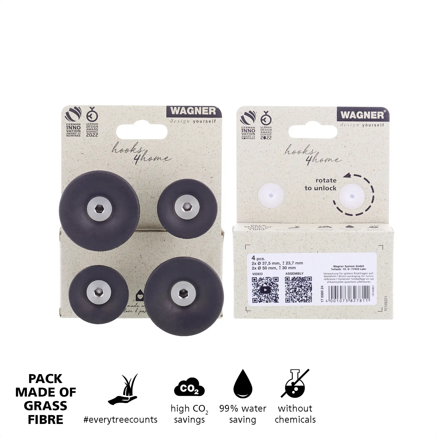 Wagner Wandhaken-Set hooks4home Tulip Tragkraft bis 2 kg Kunststoff schwarz 4 Stück Wagner Wandhaken-Set hooks4home Tulip Tragkraft bis 2 kg Kunststoff schwarz 4 Stück