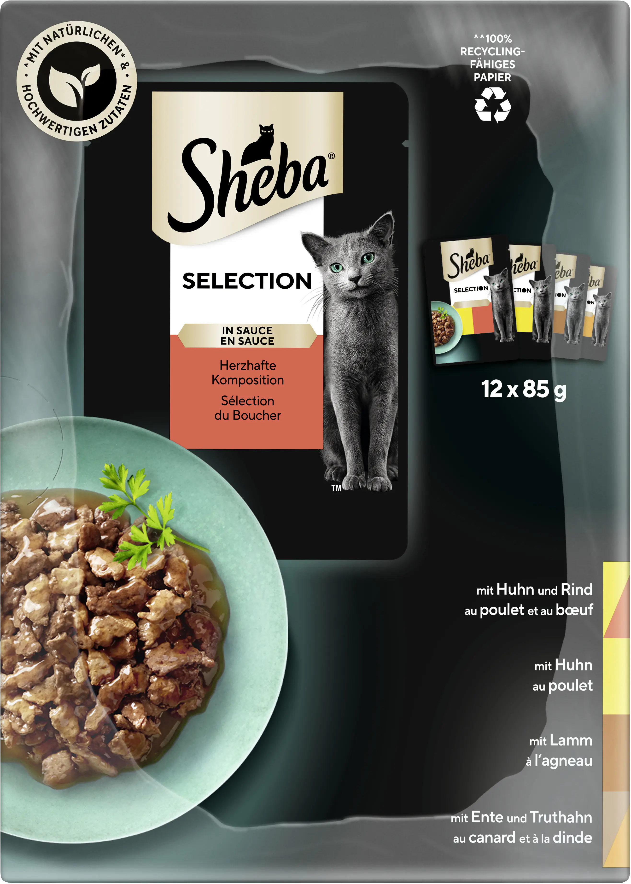 Sheba Katzennassfutter Adult 12 x 85 g Selection in Soße 