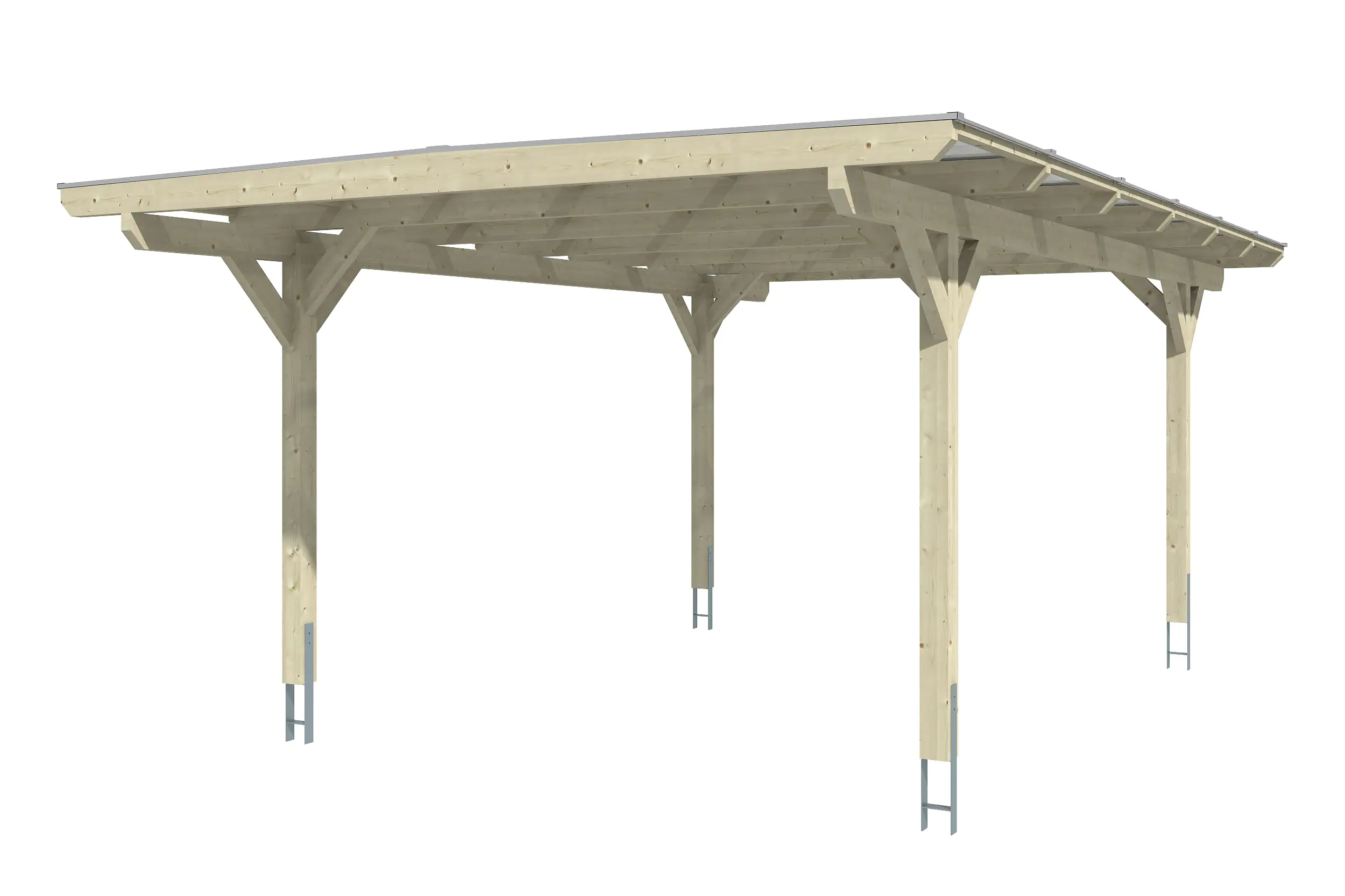 SKAN HOLZ Carport Odenwald 428 x 648 cm, lasiert in Weiß