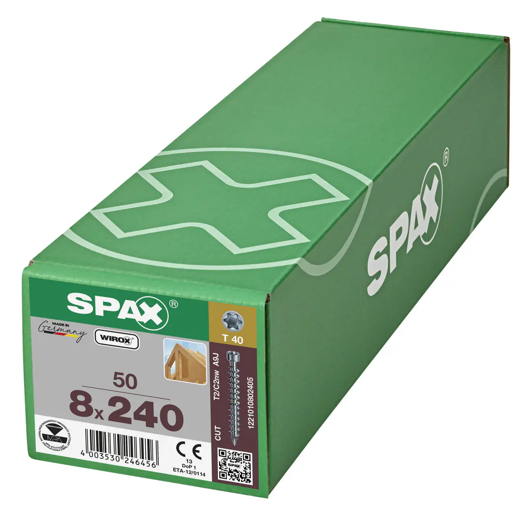 Spax Holzbauschrauben 8.0 x 240 mm TX 40 Zylinderkopf - 50 Stk.