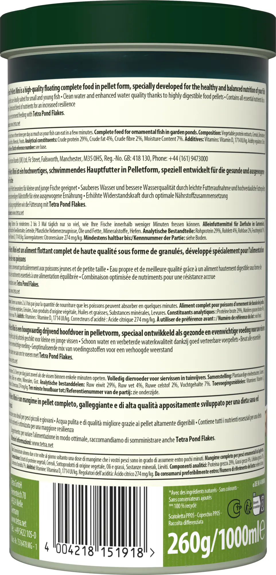 Tetra Teichfutter Pond Pellets Mini 1 L