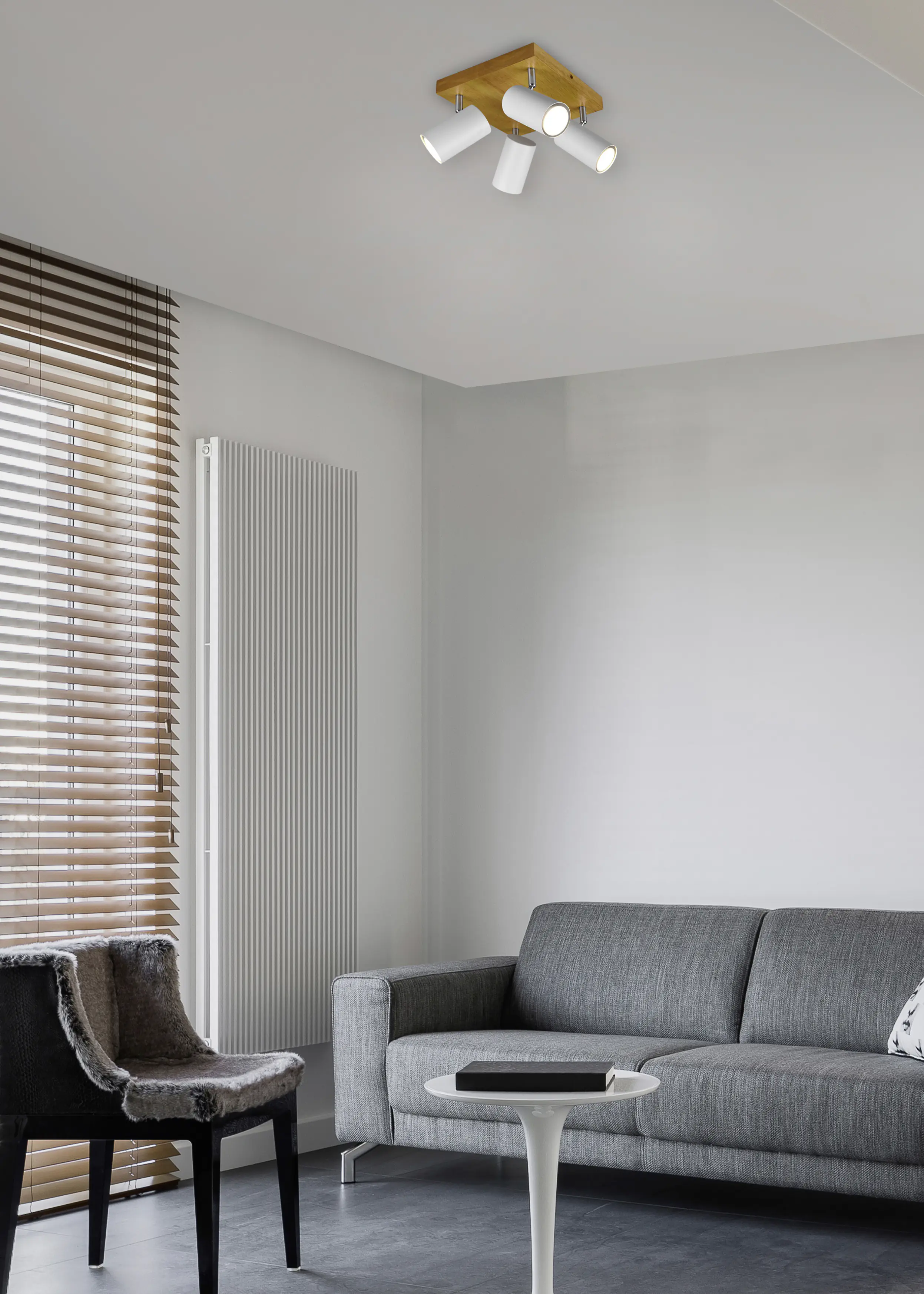 Trio Leuchte 4er Spot Marley weiß/holzfarbig 