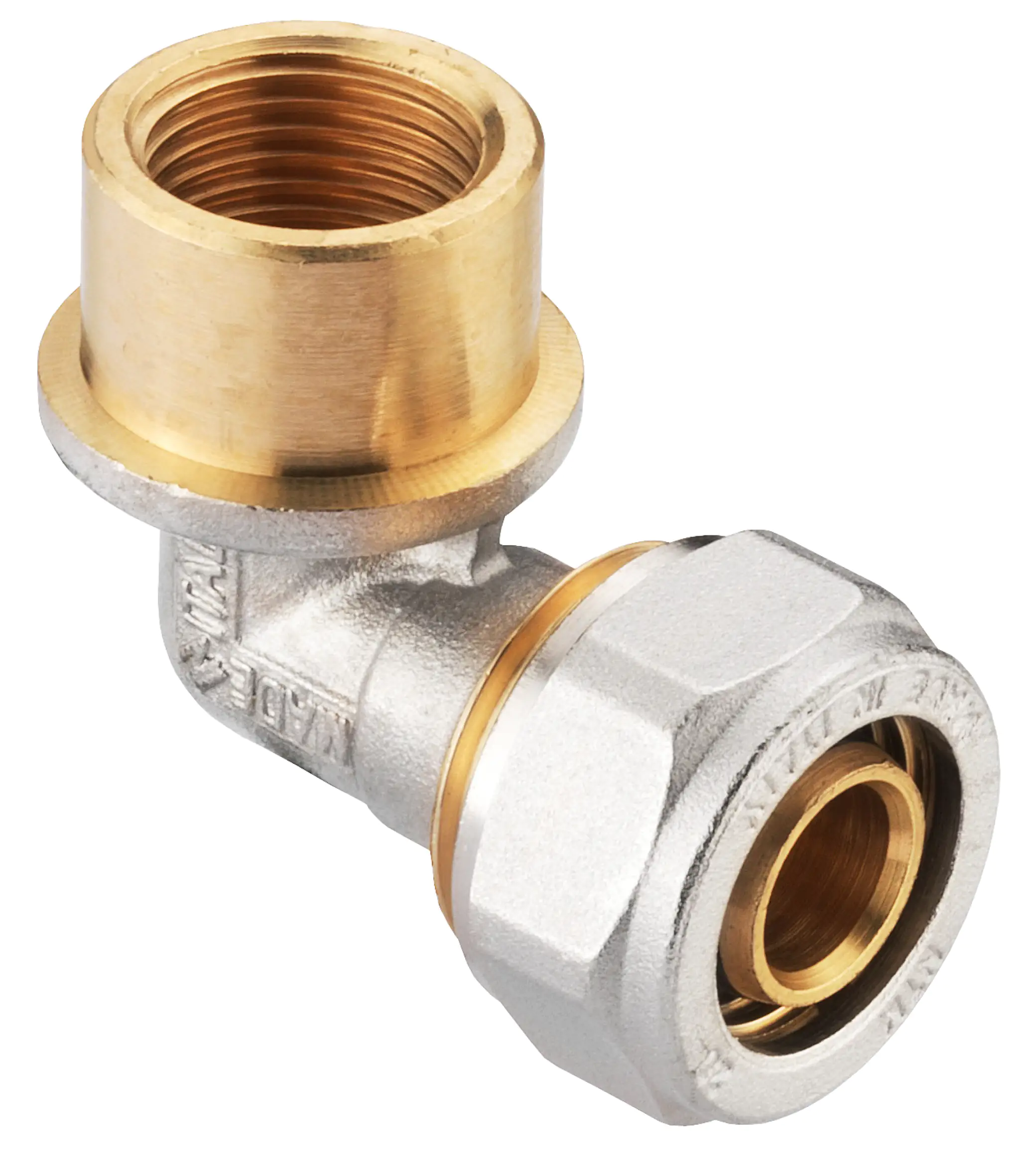 Cornat Winkel 90° ø 20 mm 1/2" IG Messing vernickelt, ø 20 mm, 1/2" IG