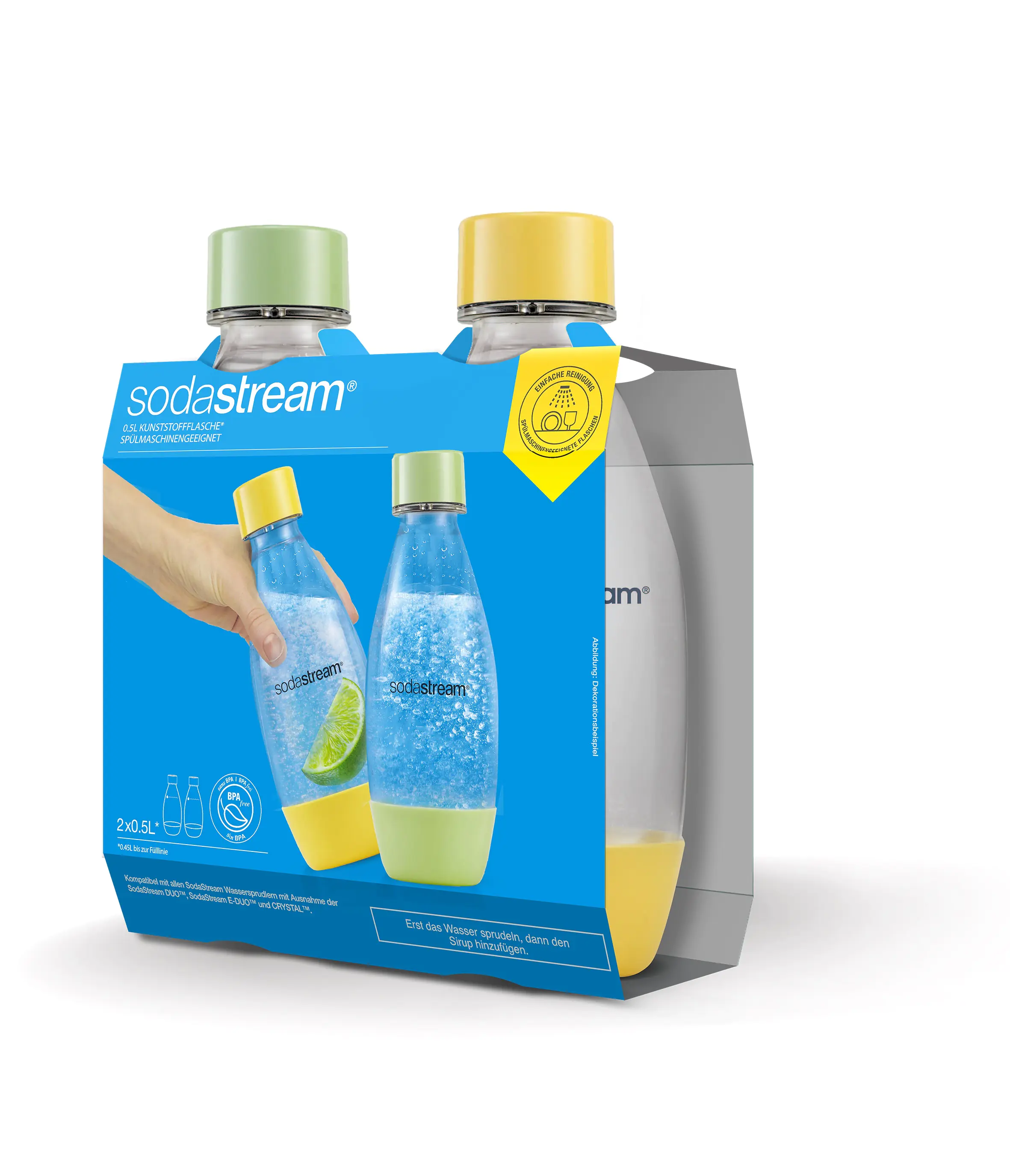 Sodastream Flasche Kunststoff 0,5 L Fuse DWS gelb grün 2 Stück