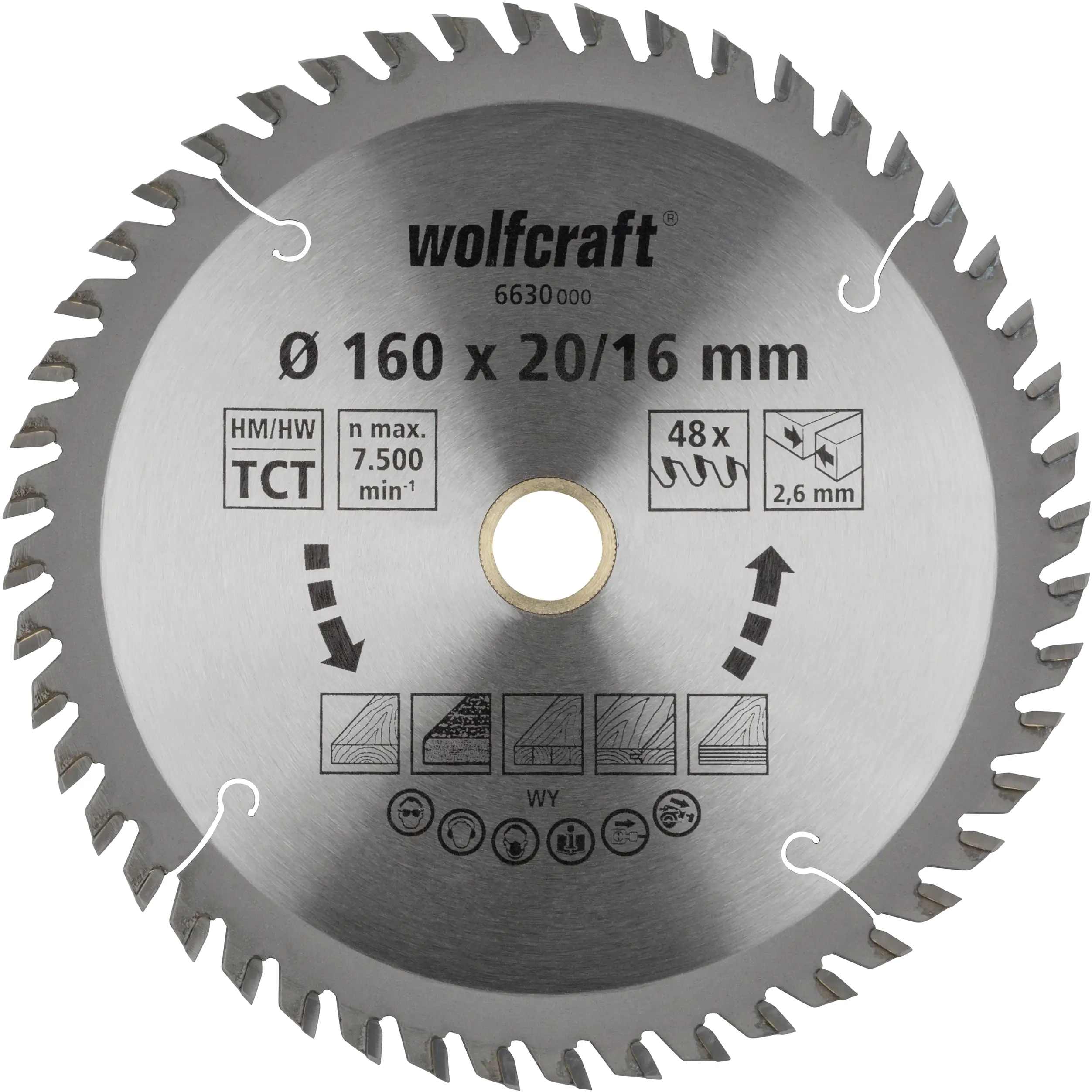 Wolfcraft Kreissägeblatt 160 x 20/16 mm 48 Zähne Hartmetall