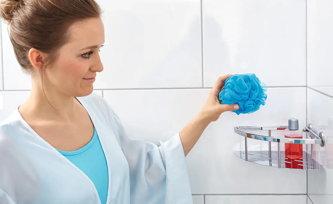 tesa Eck-Duschablage Aluxx zum Kleben dreieckig 1 Ablage verchromt 25 cm