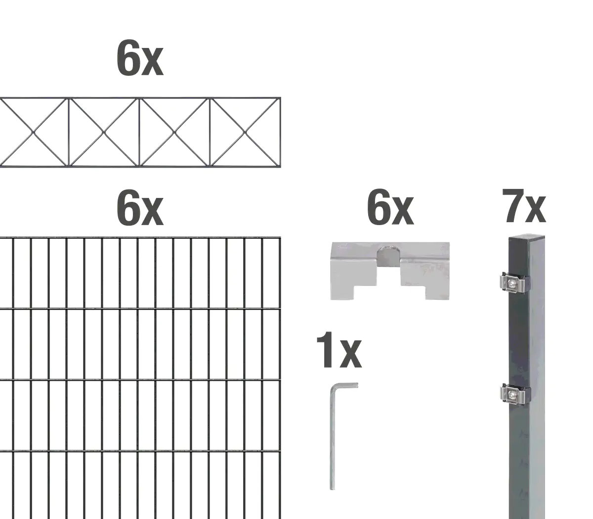 Alberts Doppelstabmatten-Grundset Nexus 200 x 100 cm 12 m anthrazit