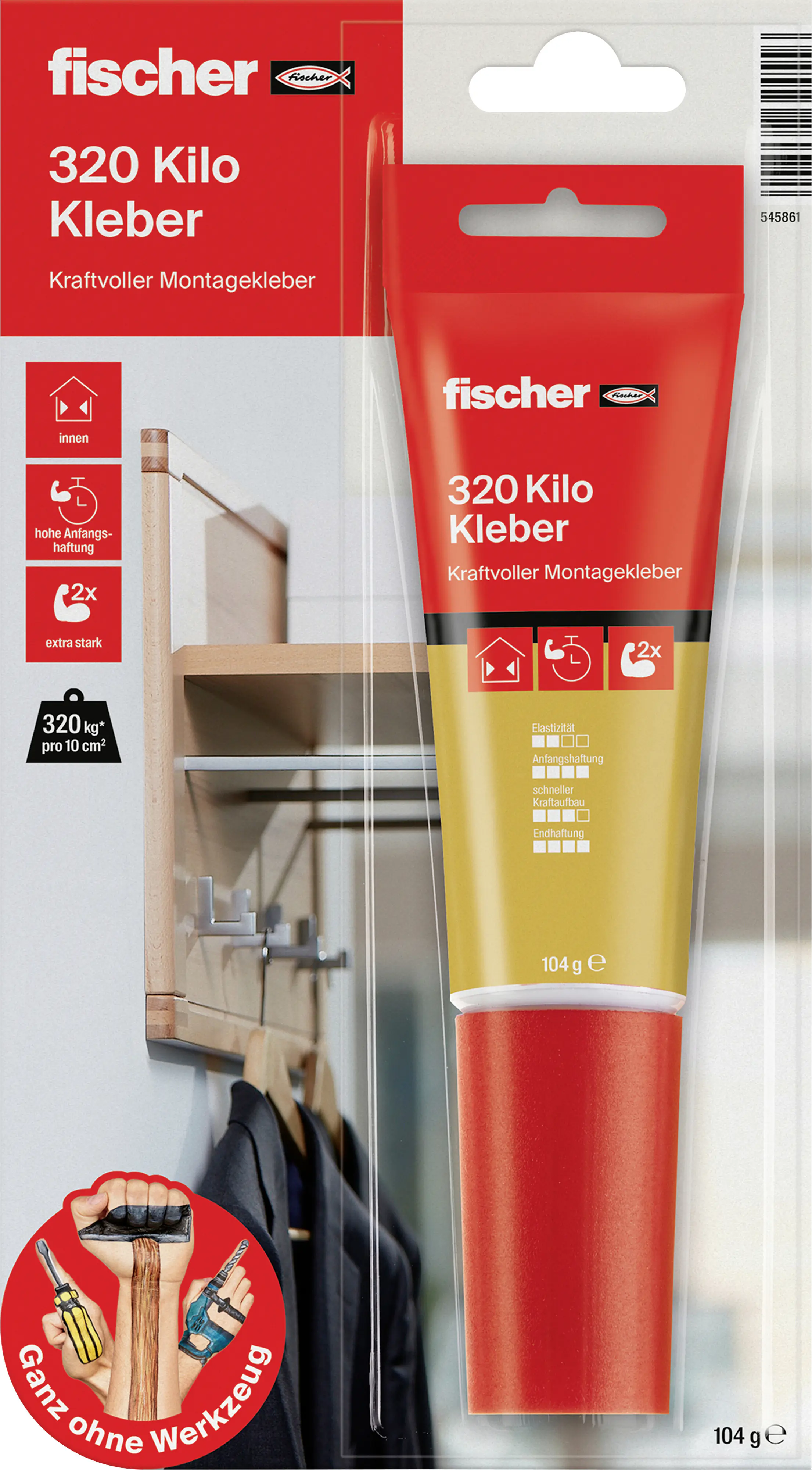 Fischer Montagekleber 80 ml Montagekleber mit starker Anfangshaftung