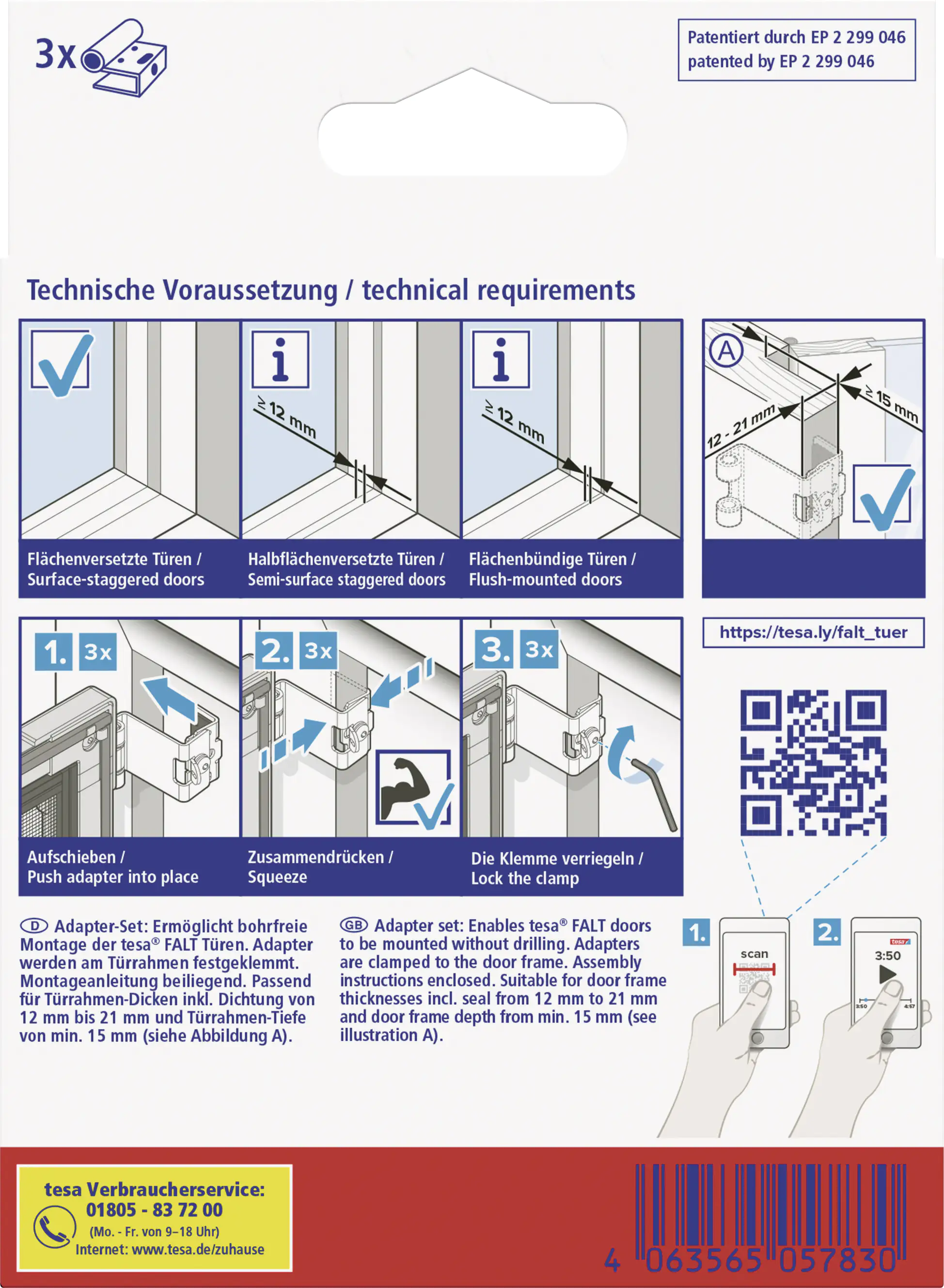 tesa Adapter FALT 35 x 43 x 48 mm weiß