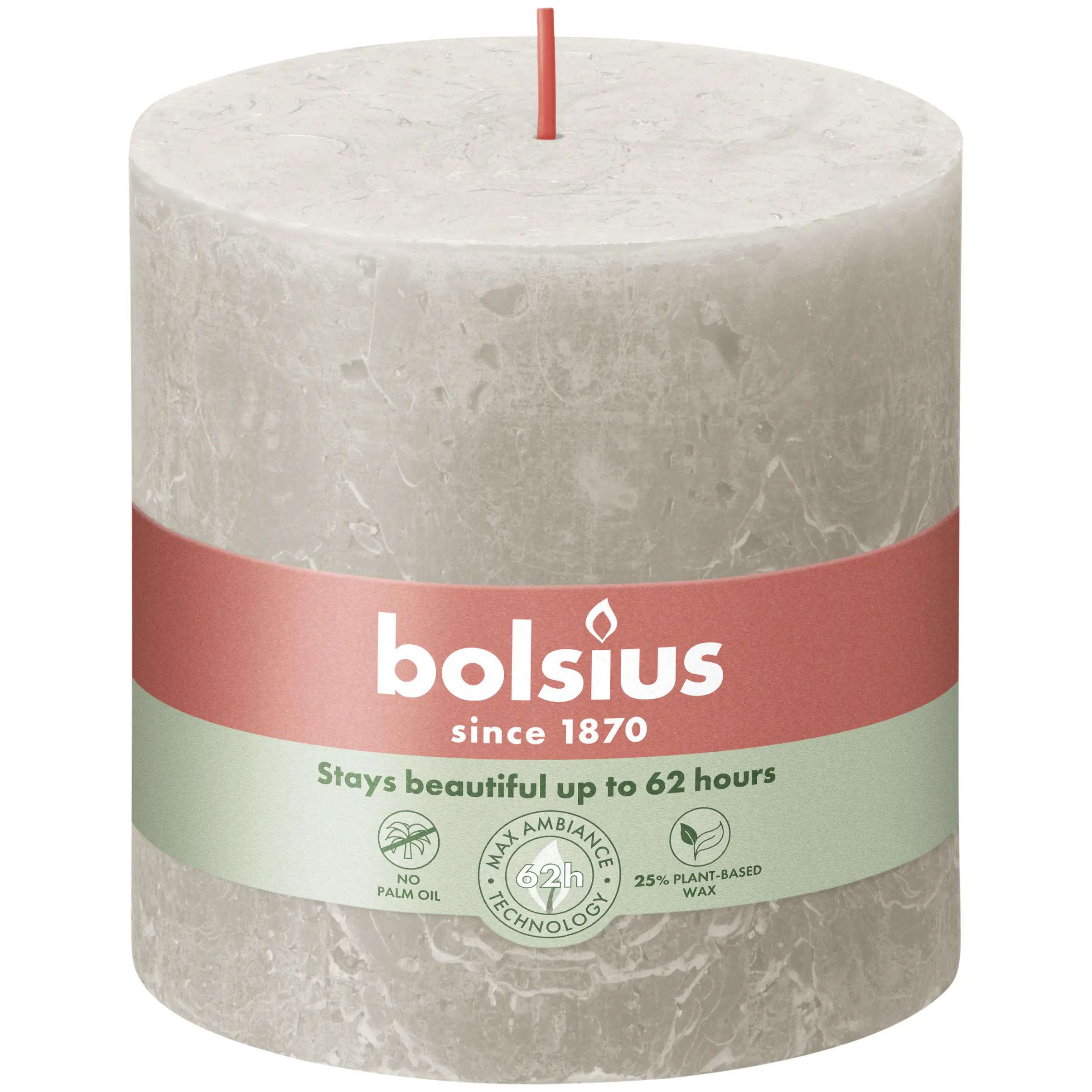 Bolsius Rustik Stumpenkerzen sandgrau, Höhe: 10 cm, Ø 10 cm