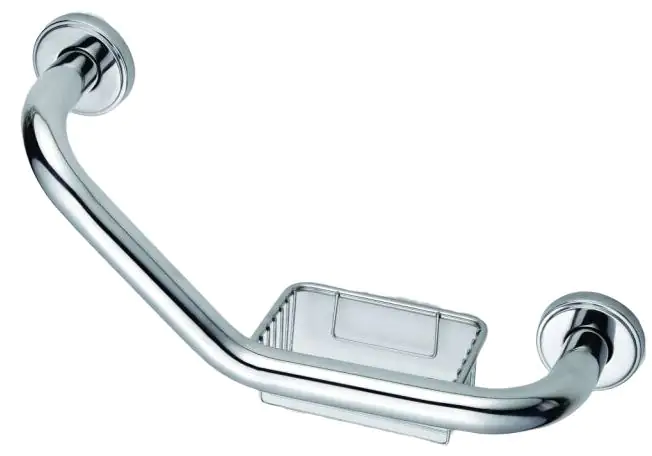 TrendLine Badewannengriff 45 cm abgewinkelt mit Seifenkorb silber poliert TrendLine Badewannengriff 45 cm abgewinkelt mit Seifenkorb silber poliert