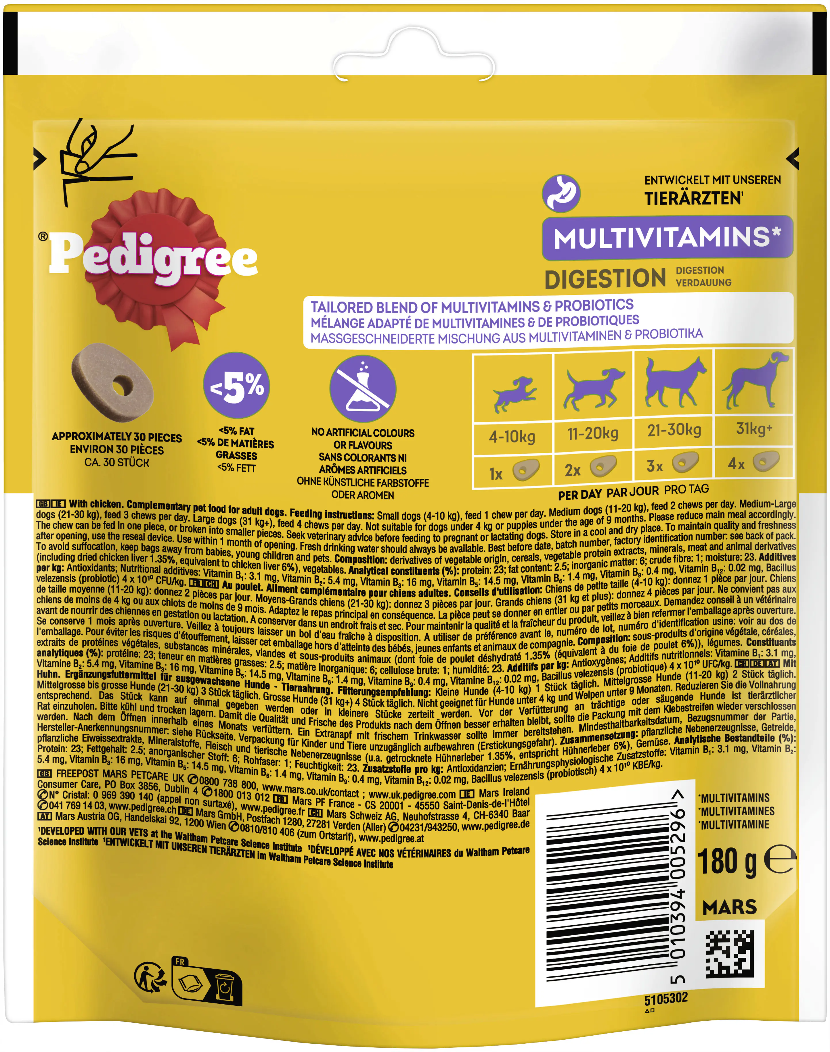 Pedigree Digestion Hundeleckerli 180 g Huhn