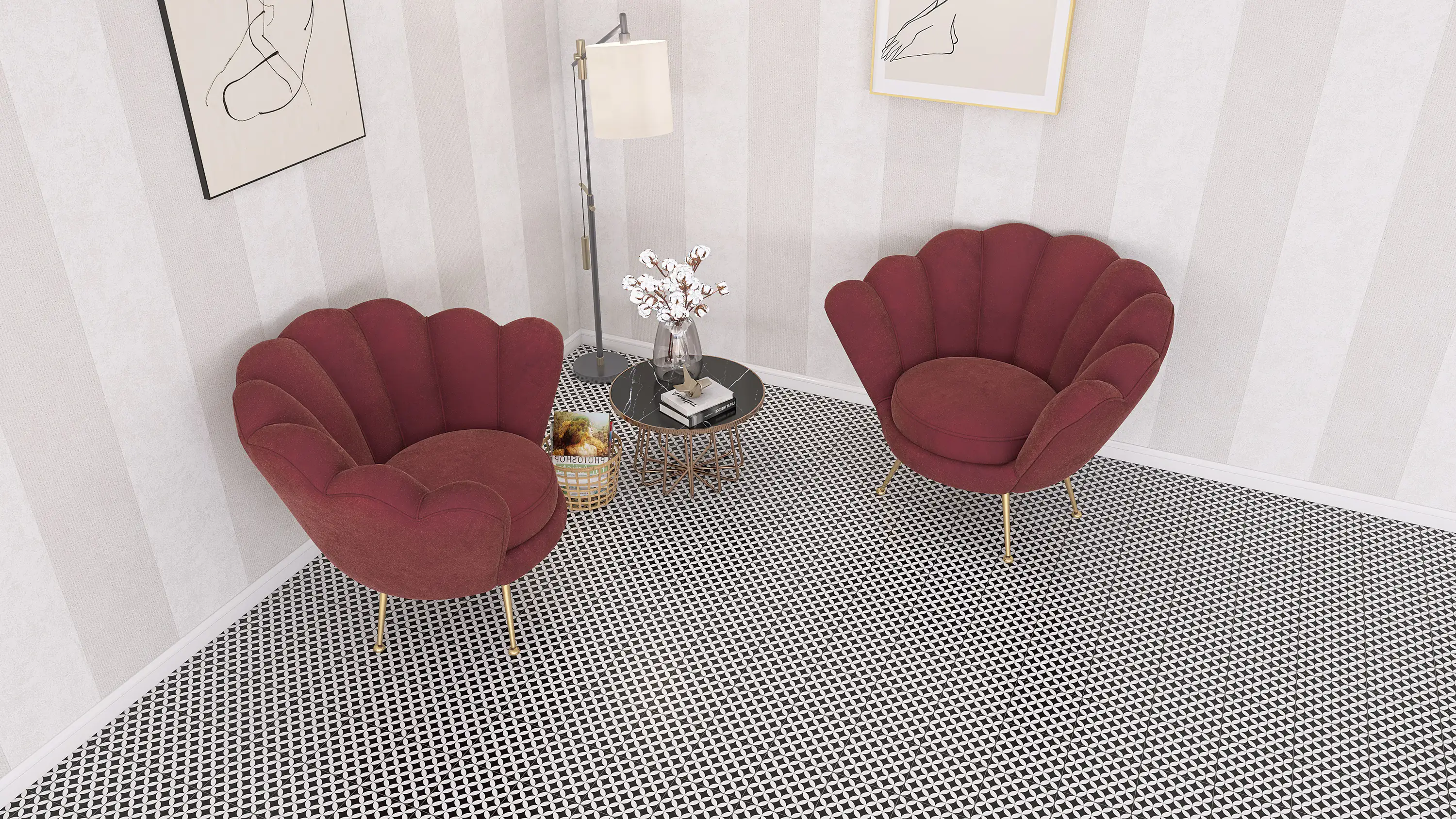 Bodenfliese Feinsteinzeug Casablanca Chess 20 x 20 cm weiß-schwarz