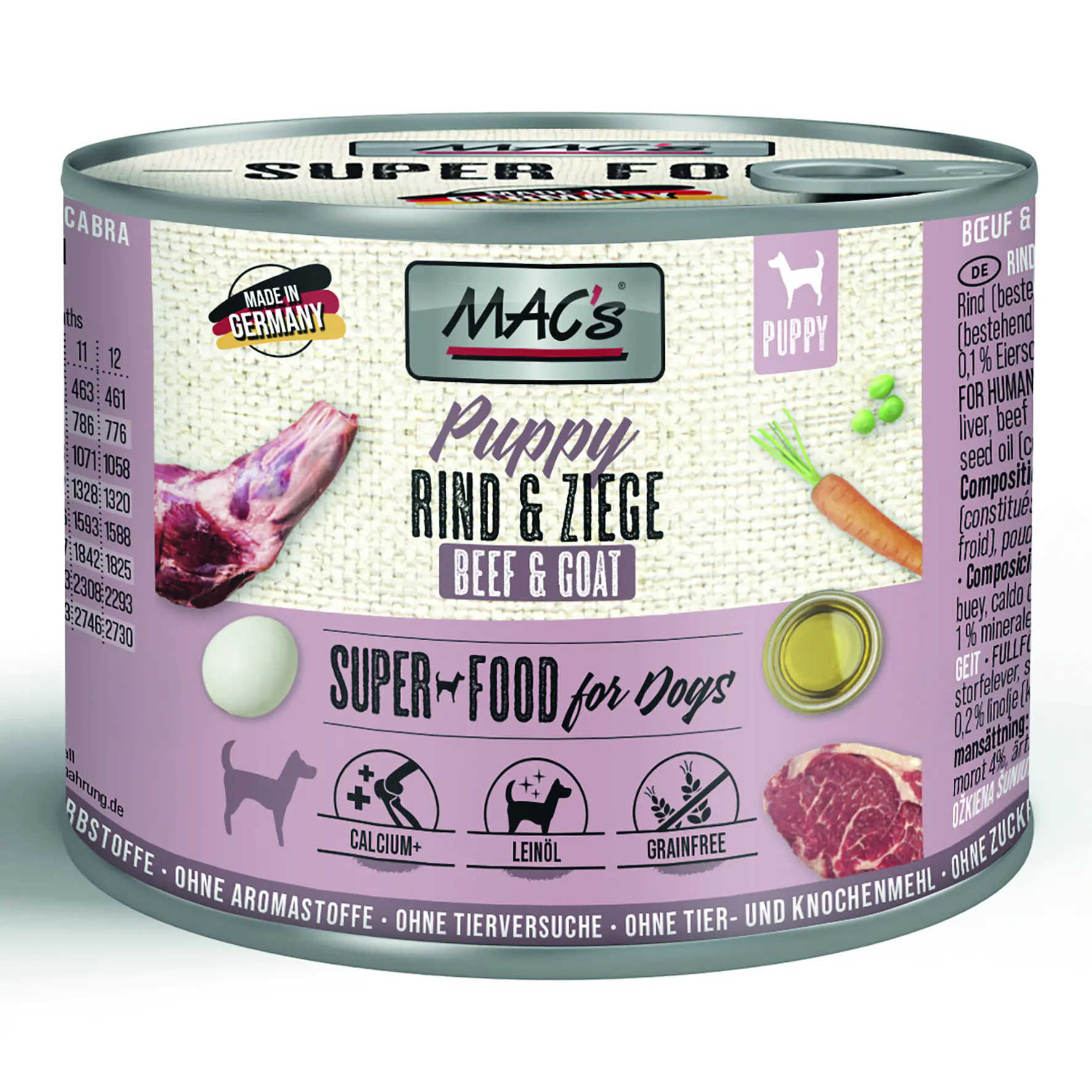 Macs Dog Puppy Hundenassfutter Junior getreidefrei 200 g Rind & Ziege