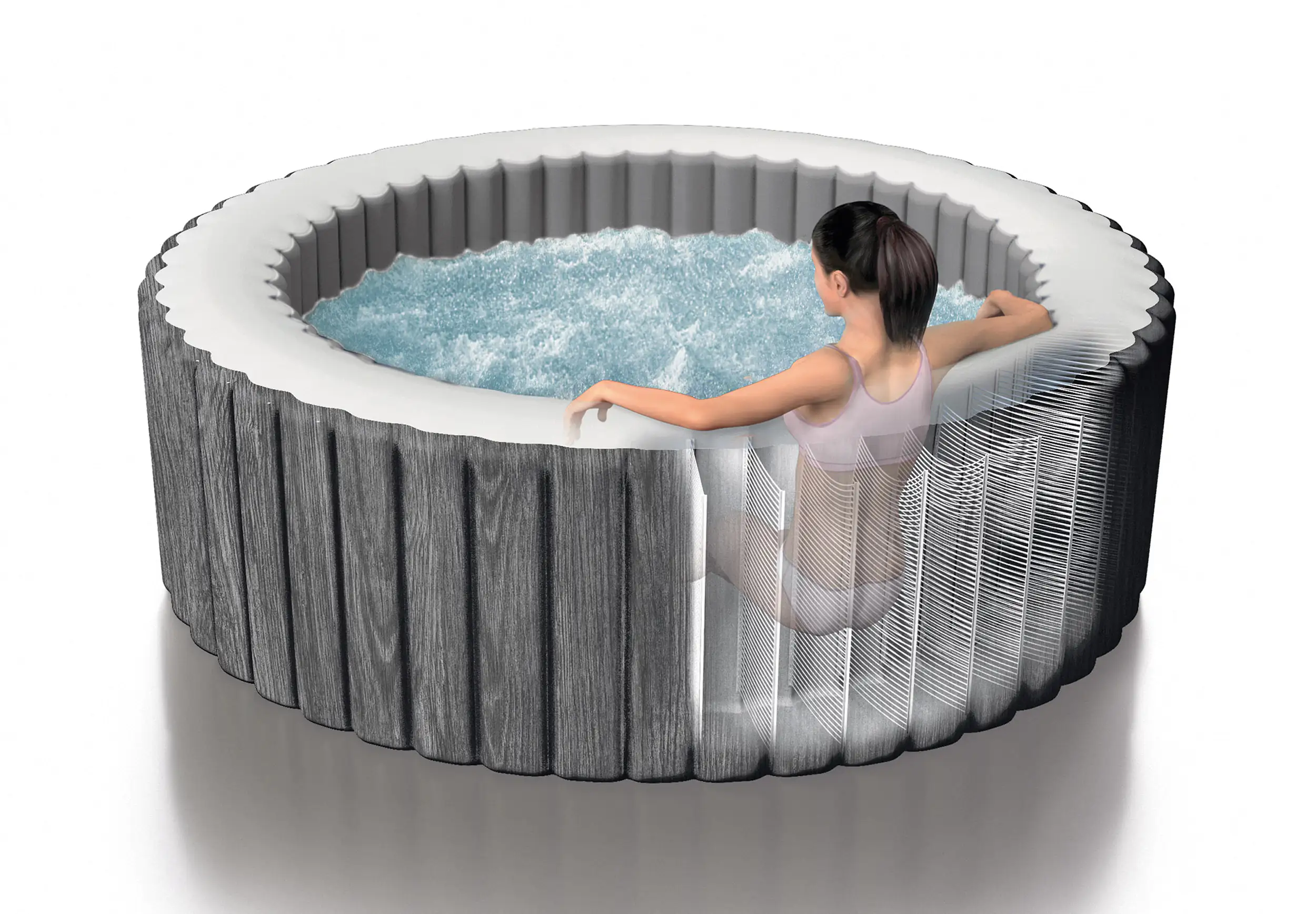 Intex Whirlpool PureSPA Bubble Massage Greywood Deluxe grau, Ø 216 x 71 cm Intex Whirlpool PureSPA Bubble Massage Greywood Deluxe grau, Ø 216 x 71 cm