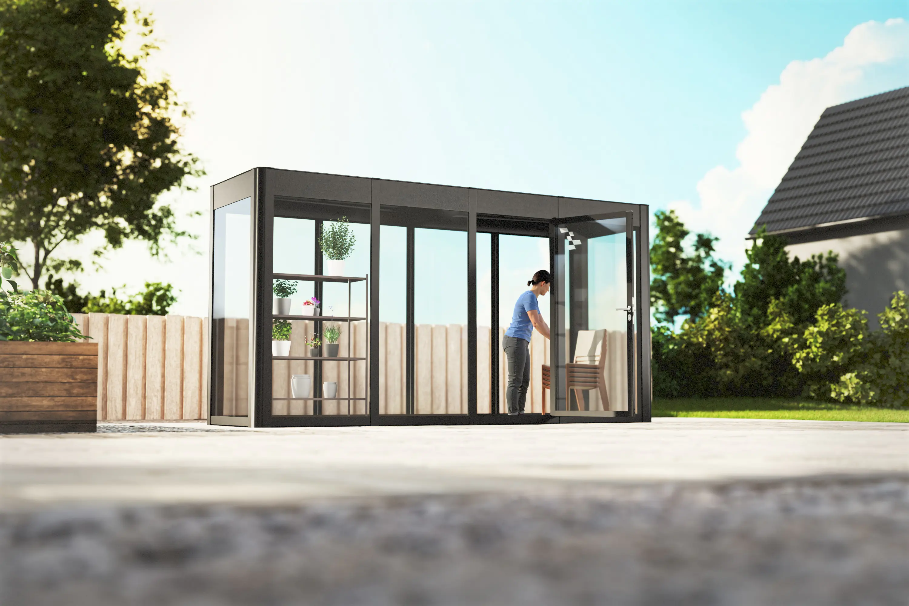 SunElements SunGarden Gartenhaus Infinity 4.1 443 x 128 cm anthrazit-metallic SunElements SunGarden Gartenhaus Infinity 4.1 443 x 128 cm anthrazit-metallic