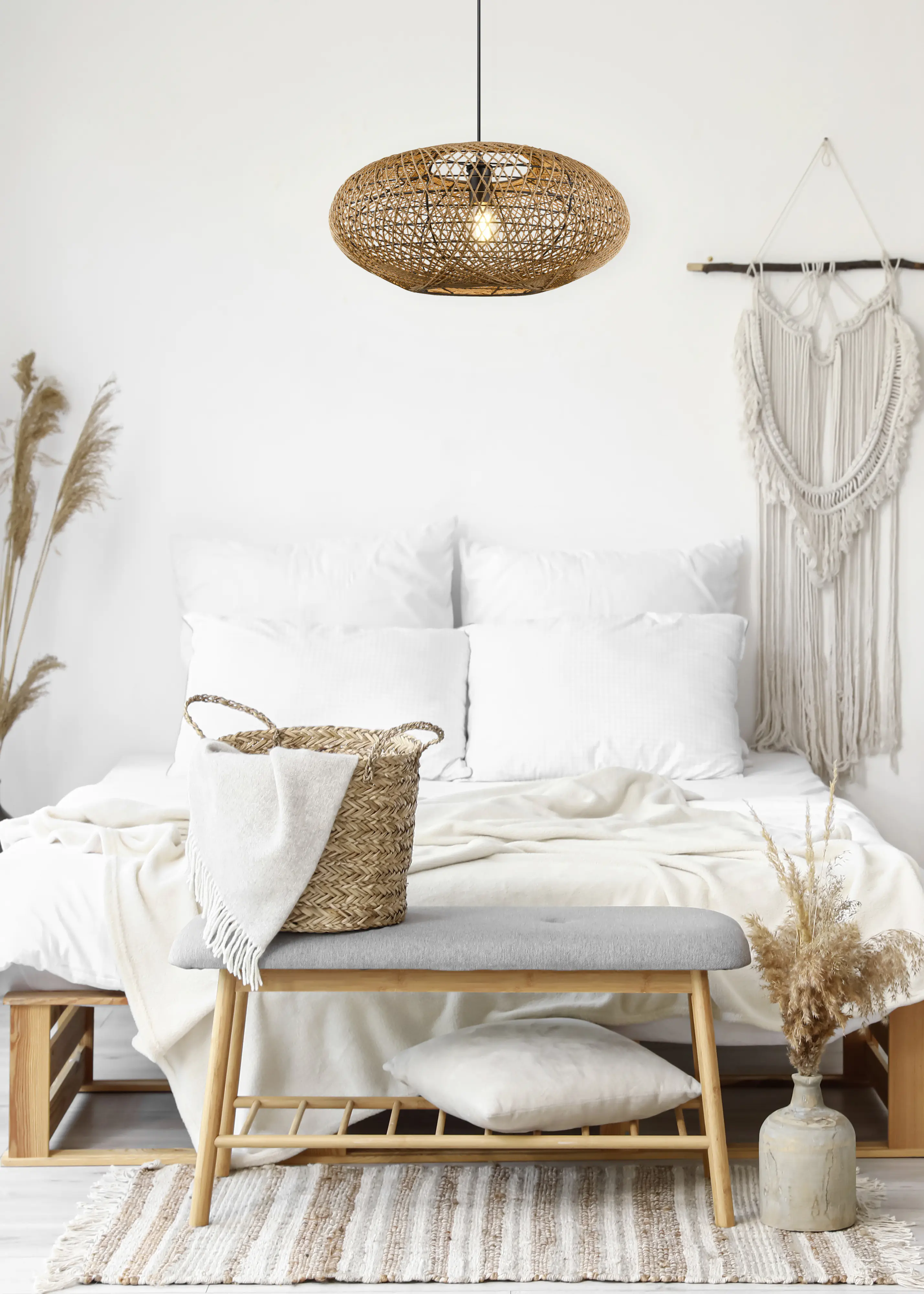 Trio Pendelleuchte Hedda sisalfarbig  Trio Pendelleuchte Hedda sisalfarbig