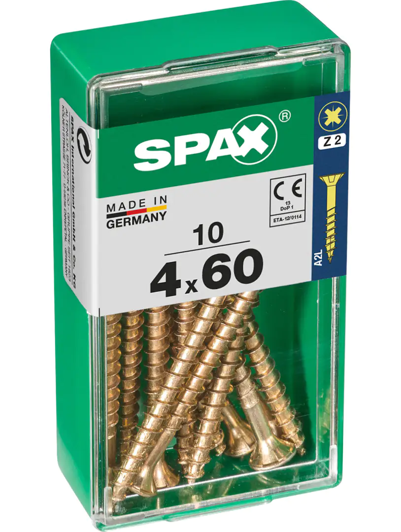 Spax Universalschrauben 4.0 x 60 mm PZ 2 - 10 Stk. Spax Universalschrauben 4.0 x 60 mm PZ 2 - 10 Stk.