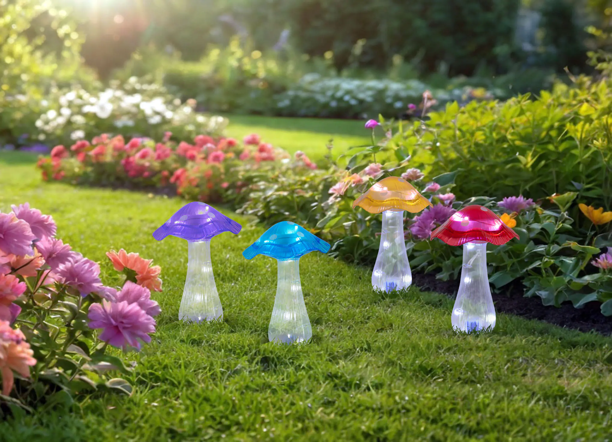 Light & More LED Solarleuchte Pilz gelb