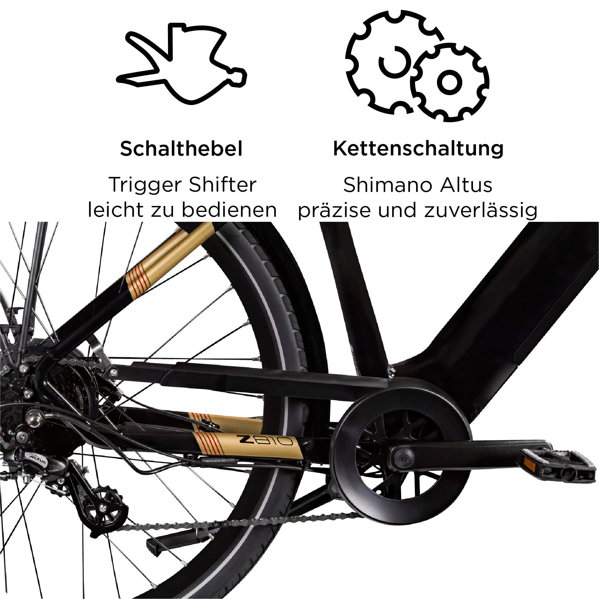 Zündapp E-Bike Z810 Trekking 28 Zoll 8-Gang 550 Wh schwarz beige