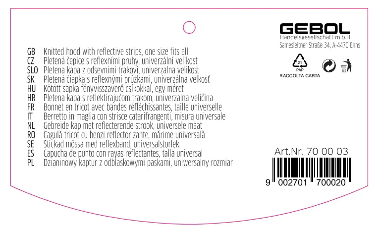 Gebol Mütze mit Reflektionsstreifen schwarz Gebol Mütze mit Reflektionsstreifen schwarz