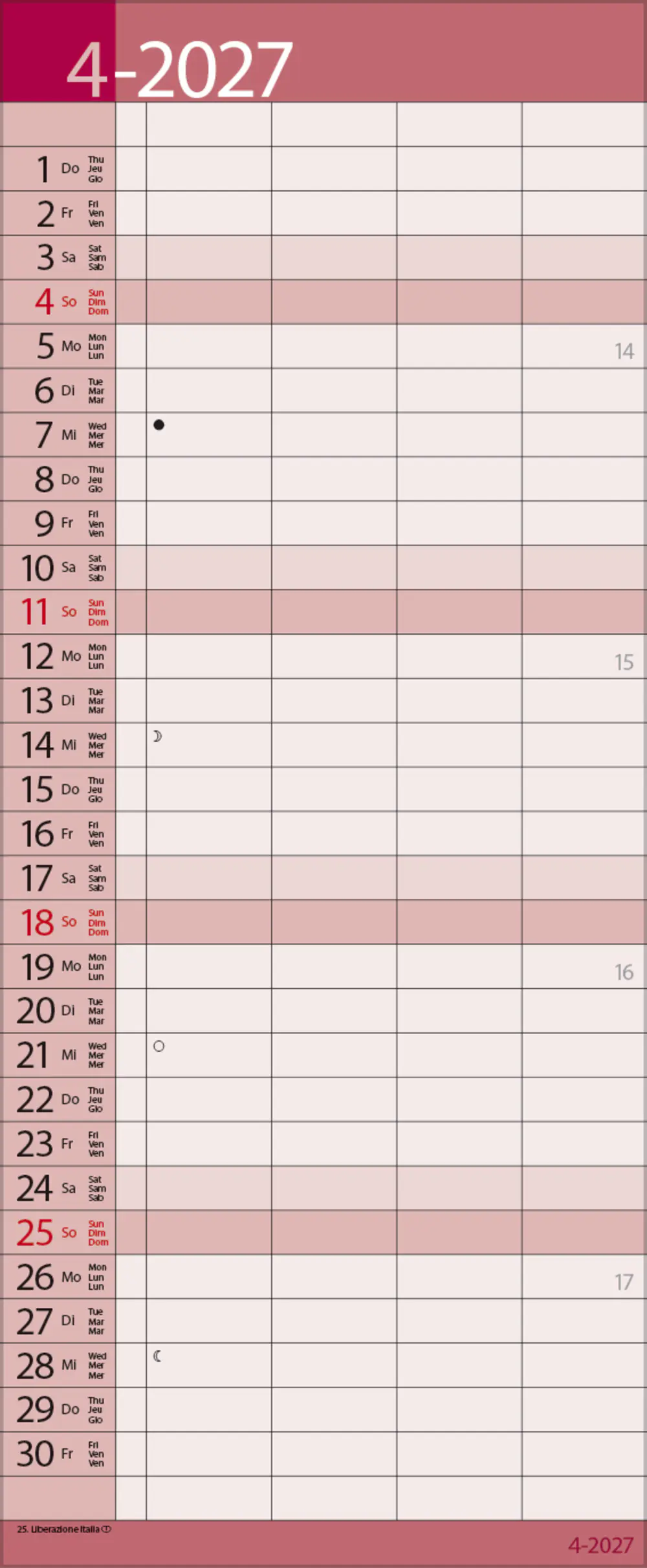 Korsch Kalender Family Timer Lifestyle 2027 