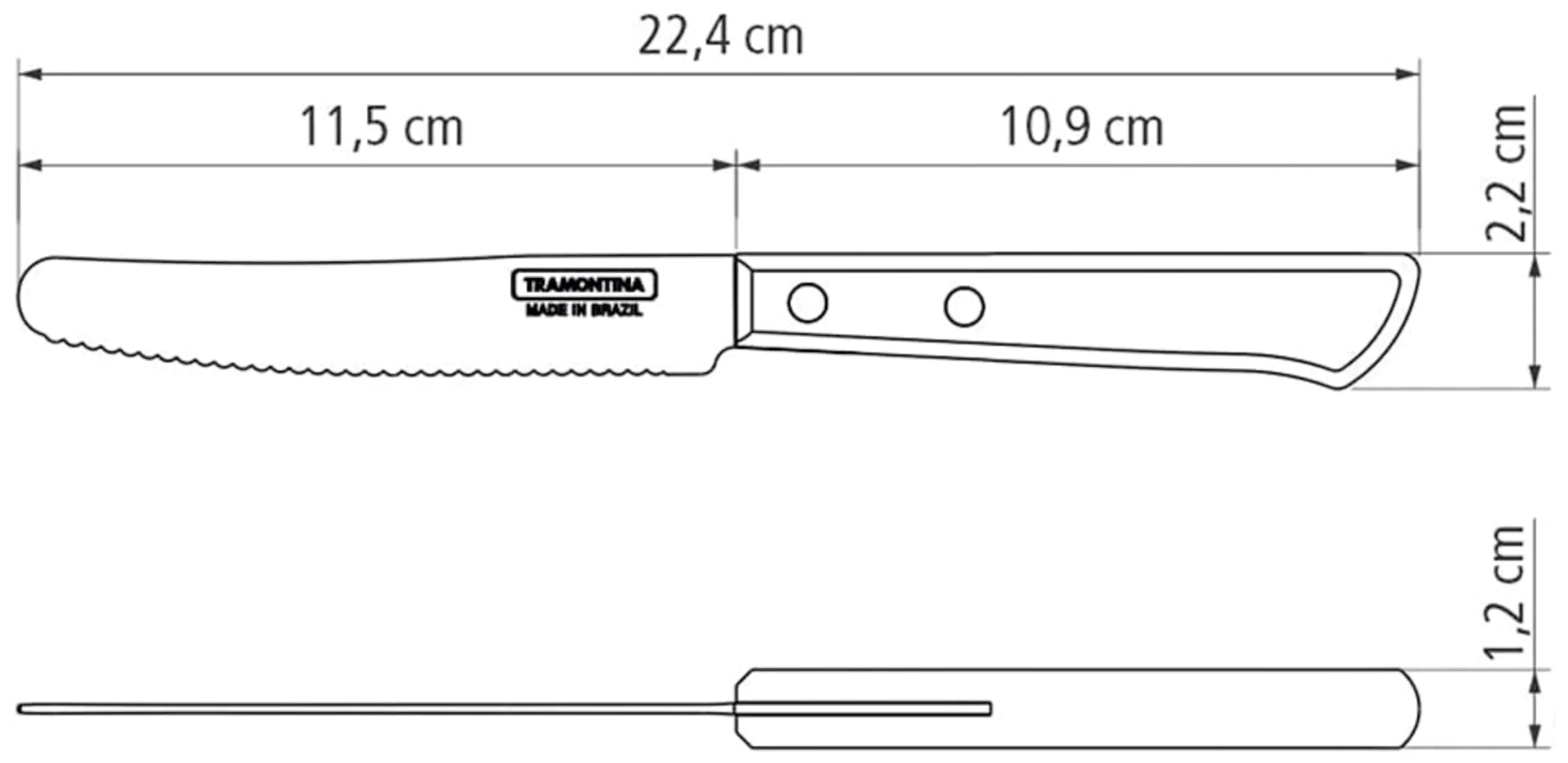 Tramontina Frühstücksmesser 11,5 cm Edelstahl mit Holzgriff