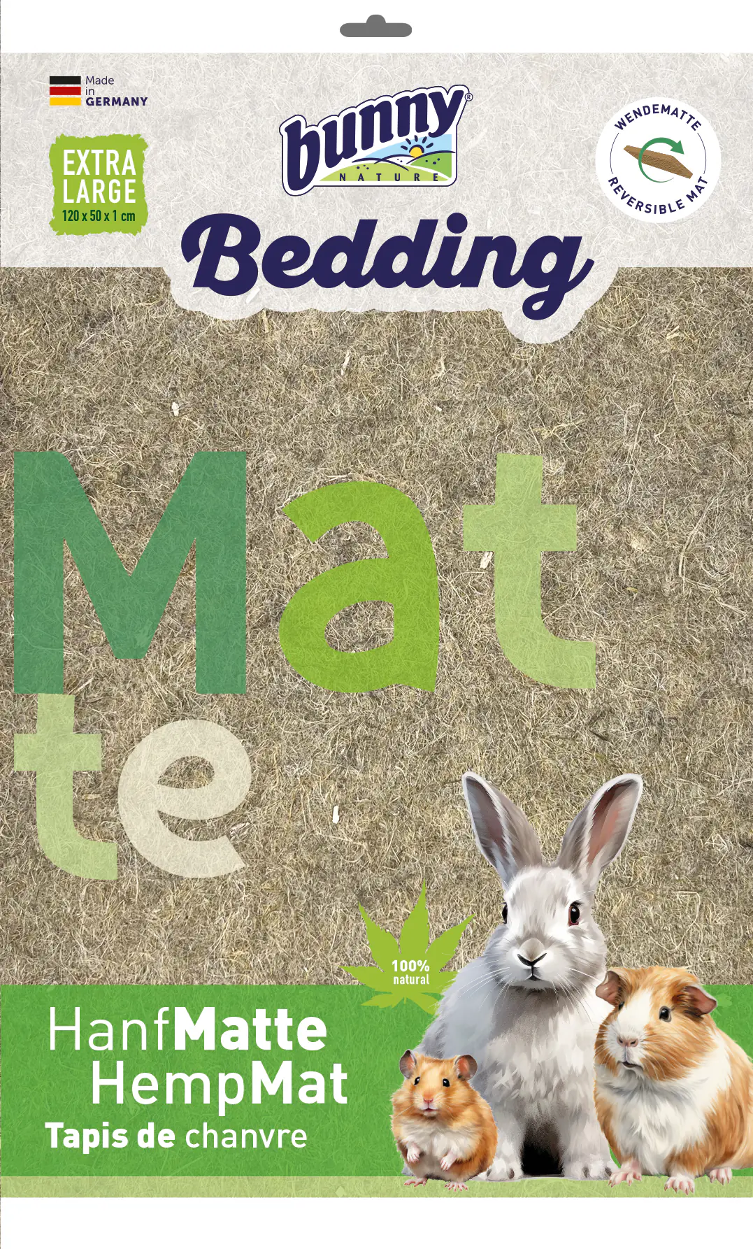 Bunny Nagereinstreu Hanf-Matte Extra Large 120 x 50 cm