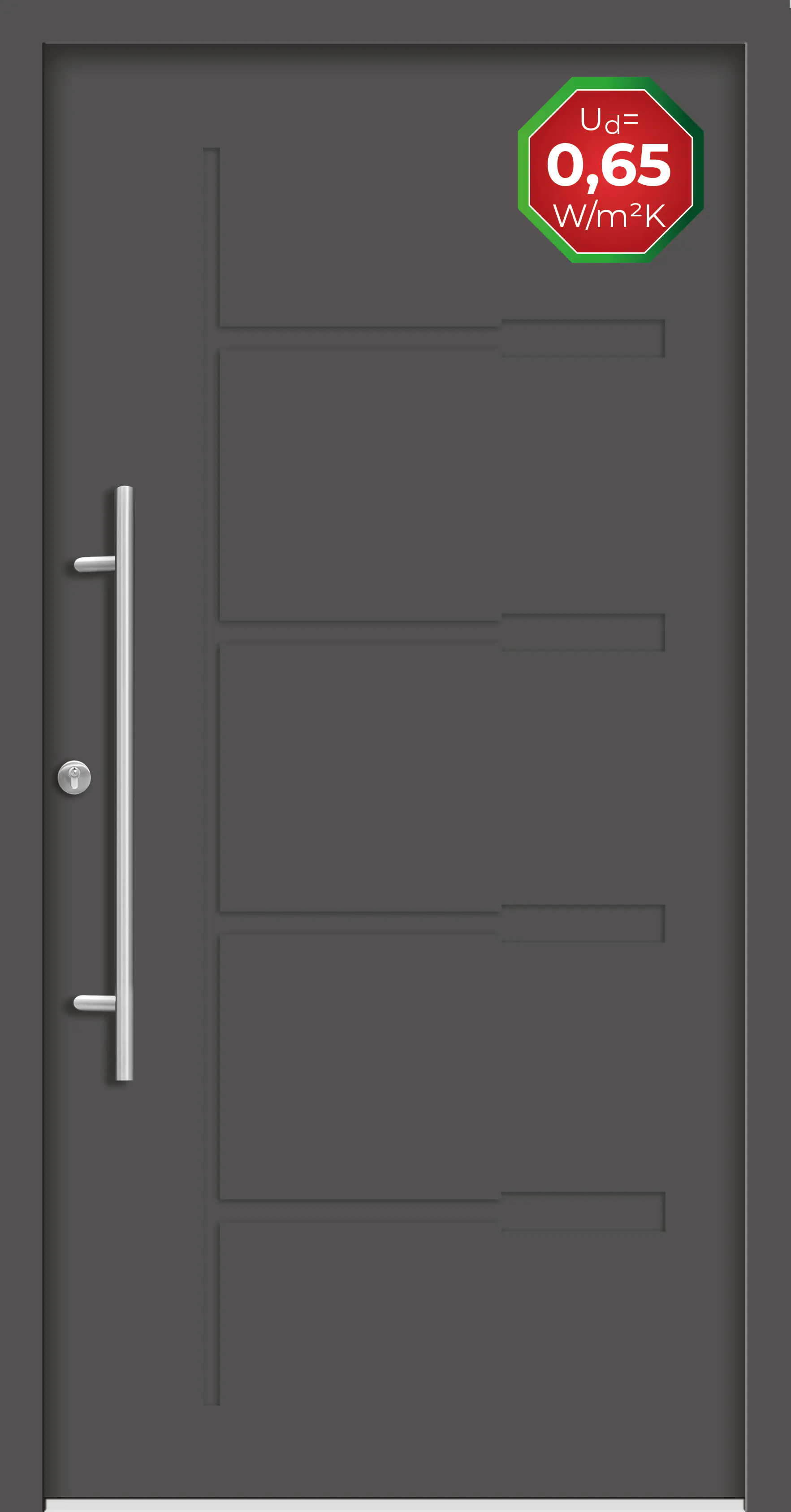 Splendoor Haustür Passivedoor Premium H1 Anthrazit DIN Links 110 x 210 cm