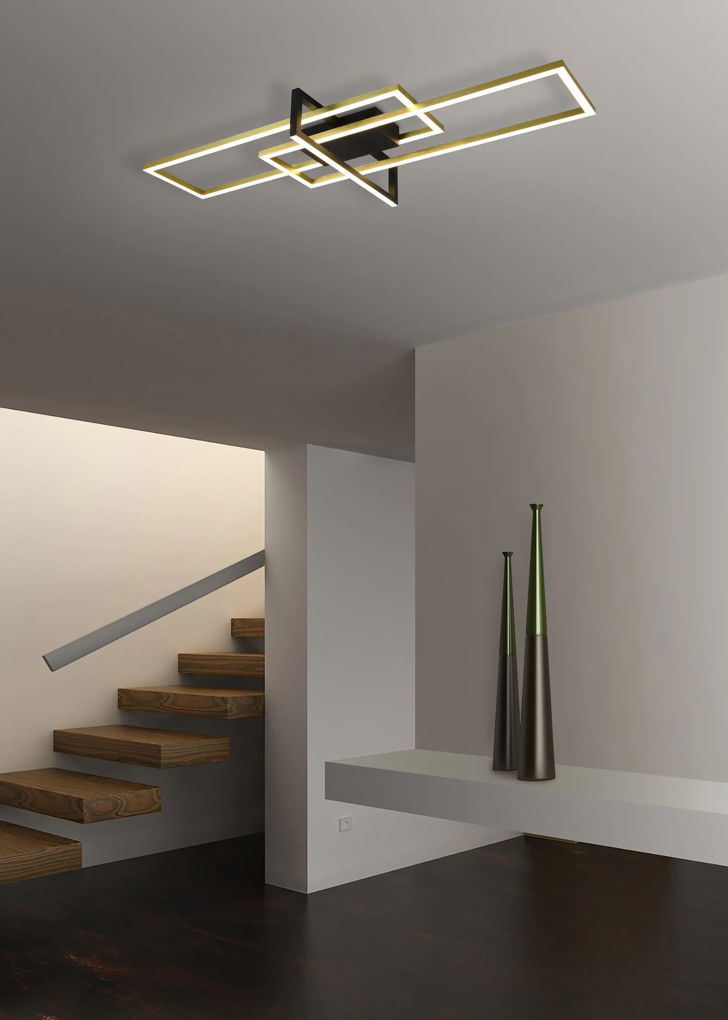 Trio LED Deckenleuchte Salinas schwarz, gold, Switch Dimmer