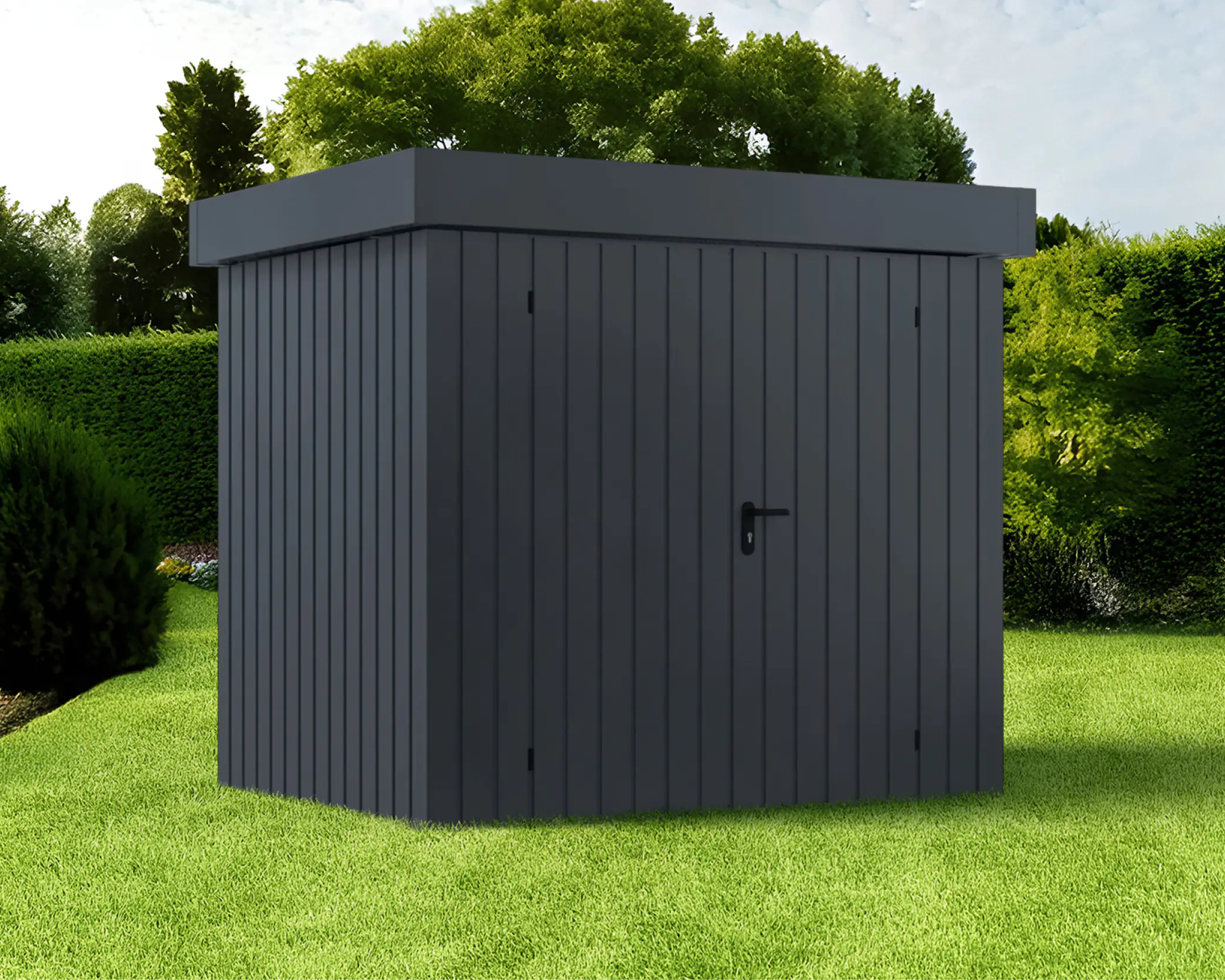 EcoStar Metallgerätehaus Euroline EFD4 anthrazit 214 x 166 cm 2-flg. EcoStar Metallgerätehaus Euroline EFD4 anthrazit 214 x 166 cm 2-flg.