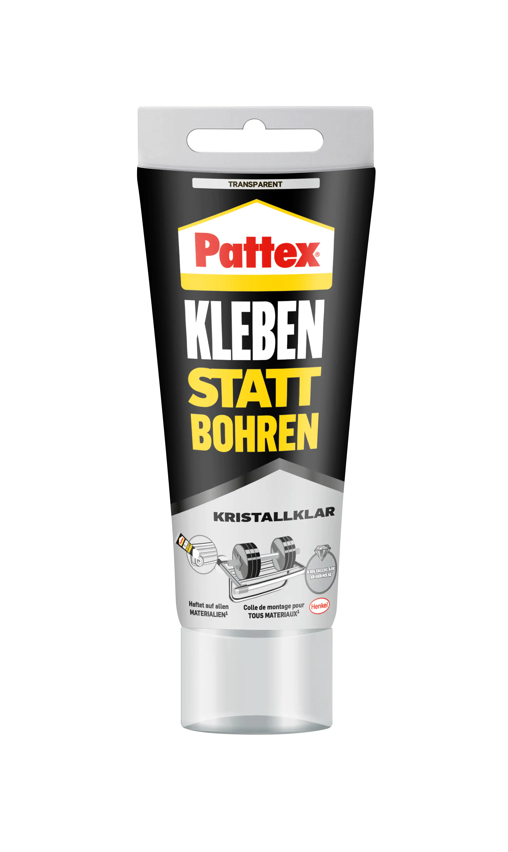 Pattex Montagekleber Kleben statt Bohren Kristallklar 90 g Tube, transparent Pattex Montagekleber Kleben statt Bohren Kristallklar 90 g Tube, transparent