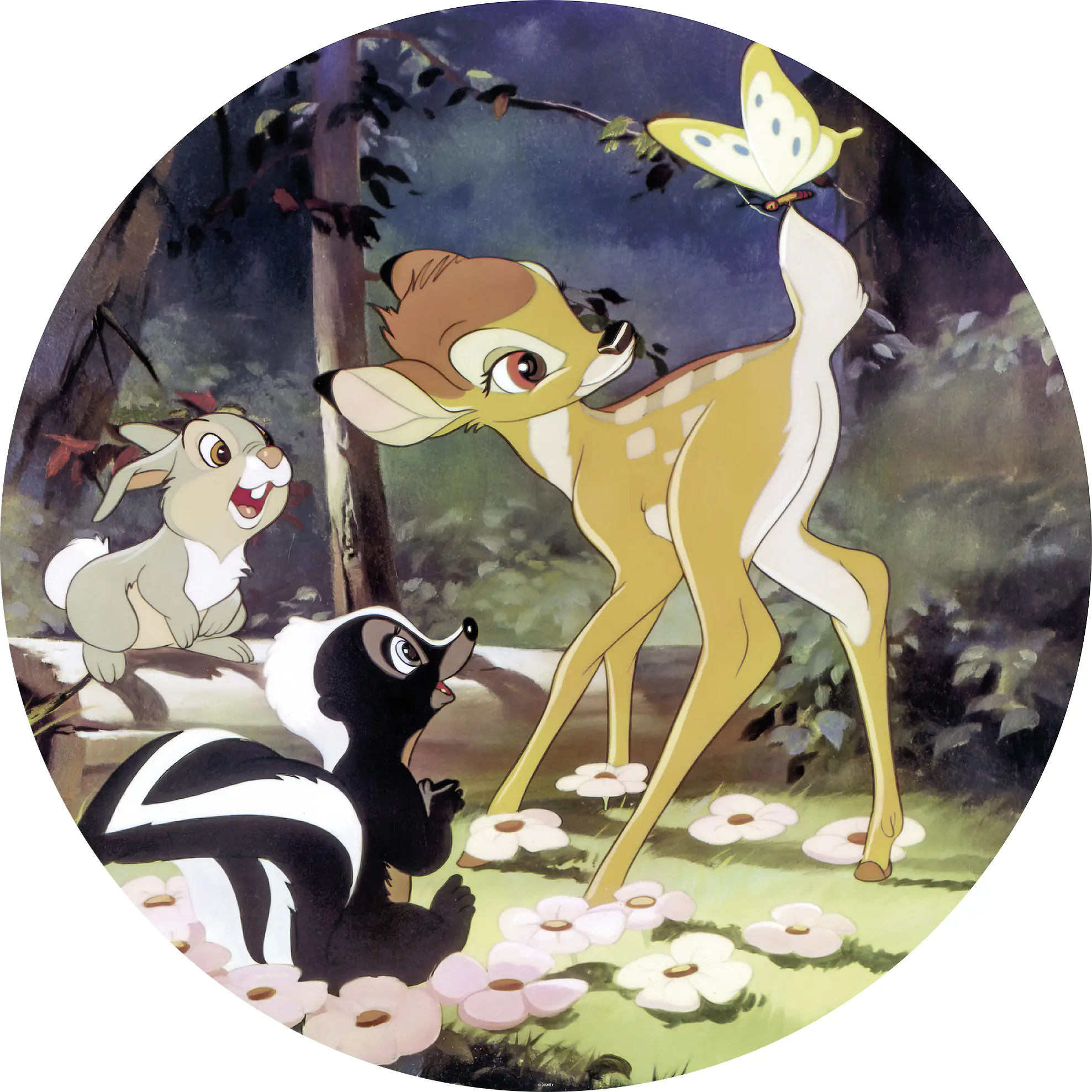 Komar Vlies Fototapete Dot Bambi Butterfly Ø 128 cm, selbstklebend