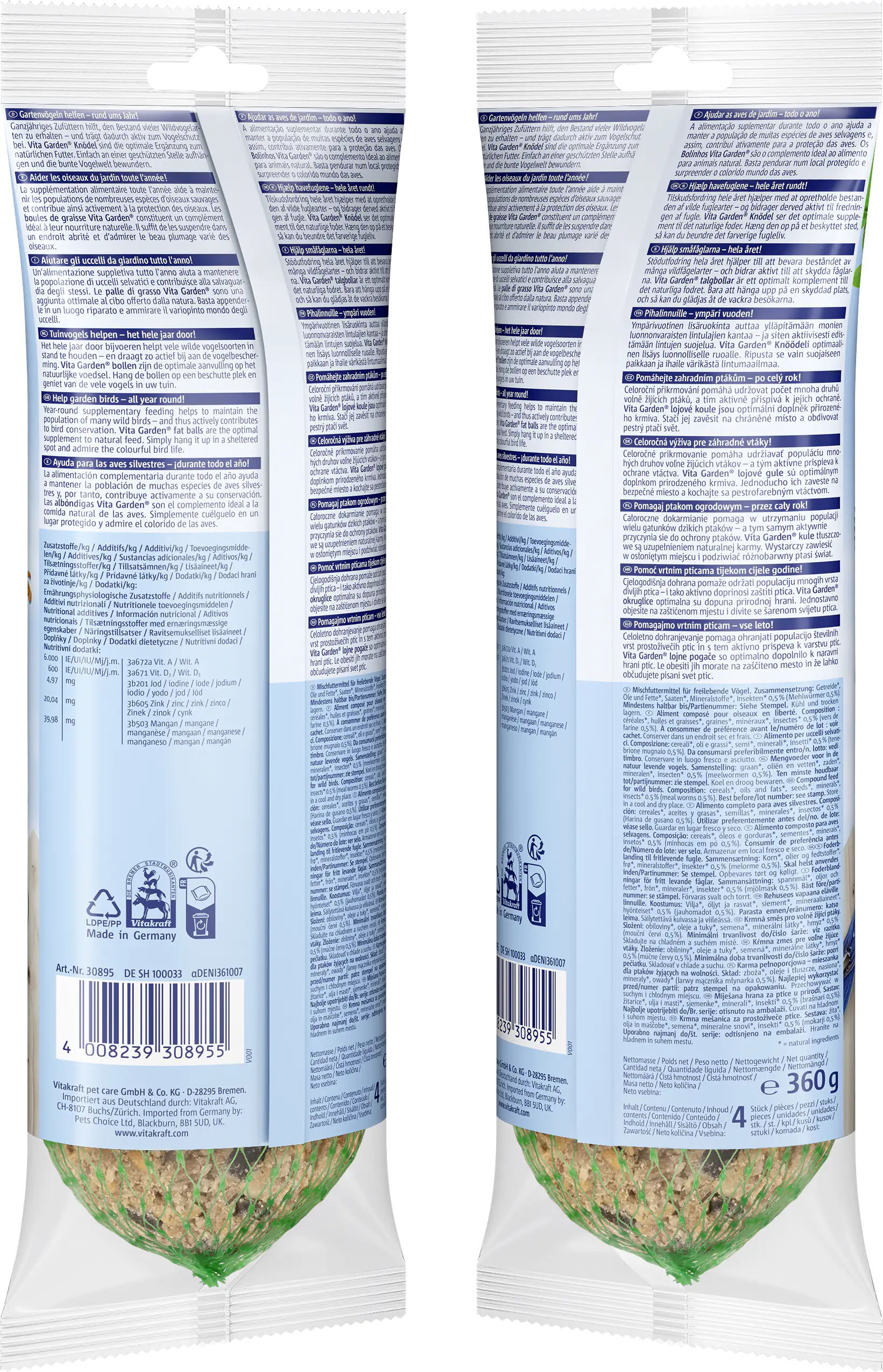 Vitakraft Vita Garden® Knödel Insekten 4 Stück / 360 g Vitakraft Vita Garden® Knödel Insekten 4 Stück / 360 g