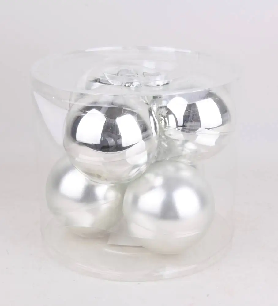 2076601539063 TrendLine Glaskugeln in uni glanz/matt Ø 8 cm, silber, 6 Stück