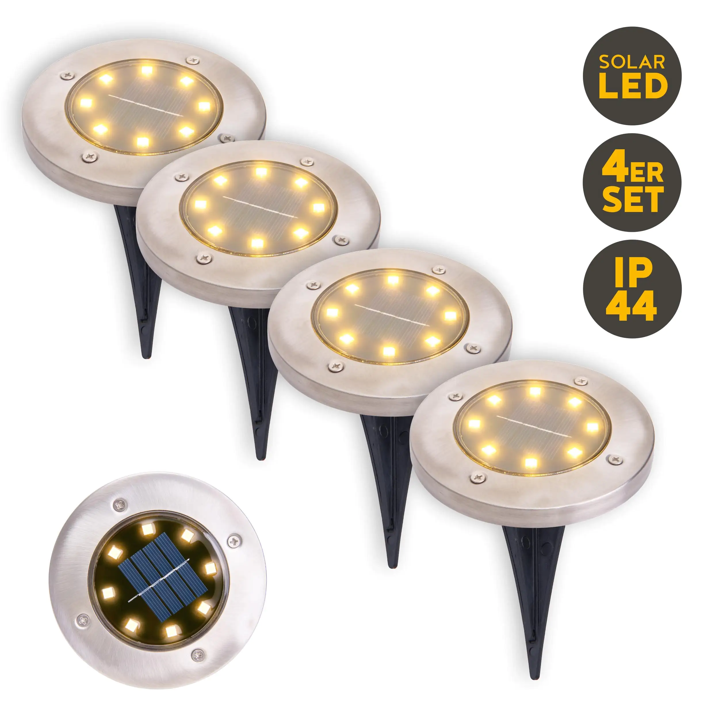 Light & More Solar Bodenspieß 4er Set silber