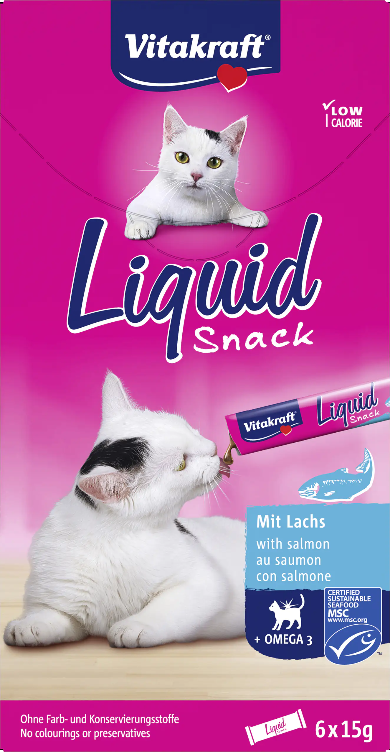 Vitakraft LiquidSnack Lachs MSC+Omega3 6 Stück / 90 g